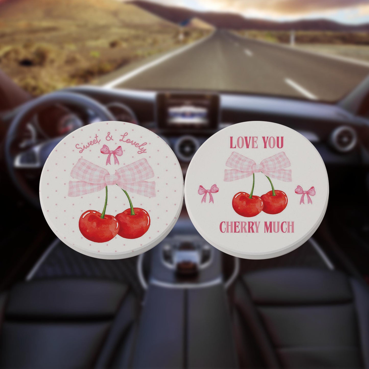 Car Coaster 2-Pack Kalia Lane-Sweet & Lovely & Love You Cherry Much