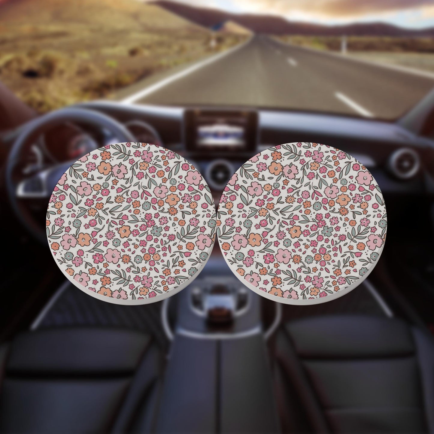 Car Coaster 2-Pack Kalia Lane-Floral Pattern