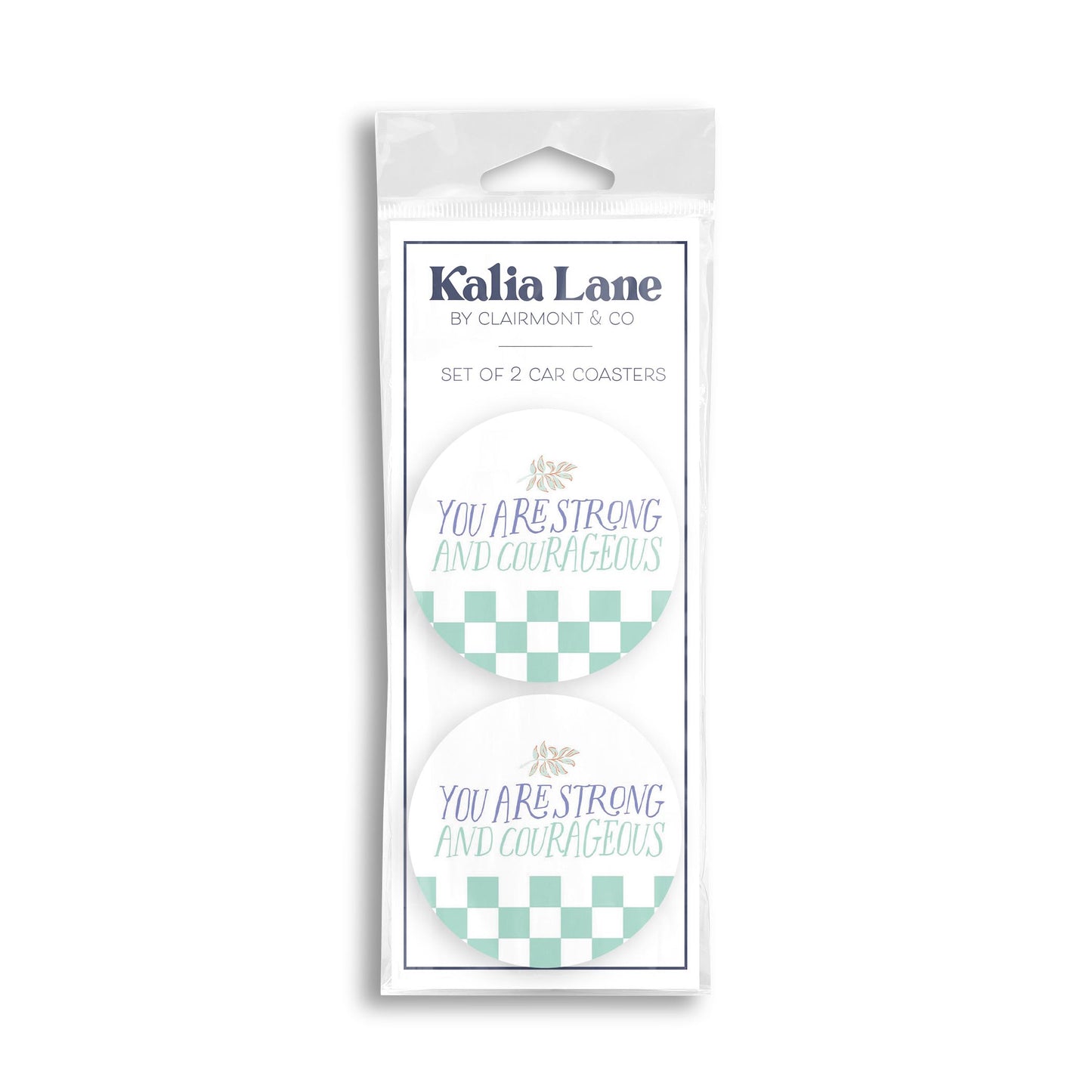 Car Coaster 2-Pack Kalia Lane-You Are Strong And Courageous -0