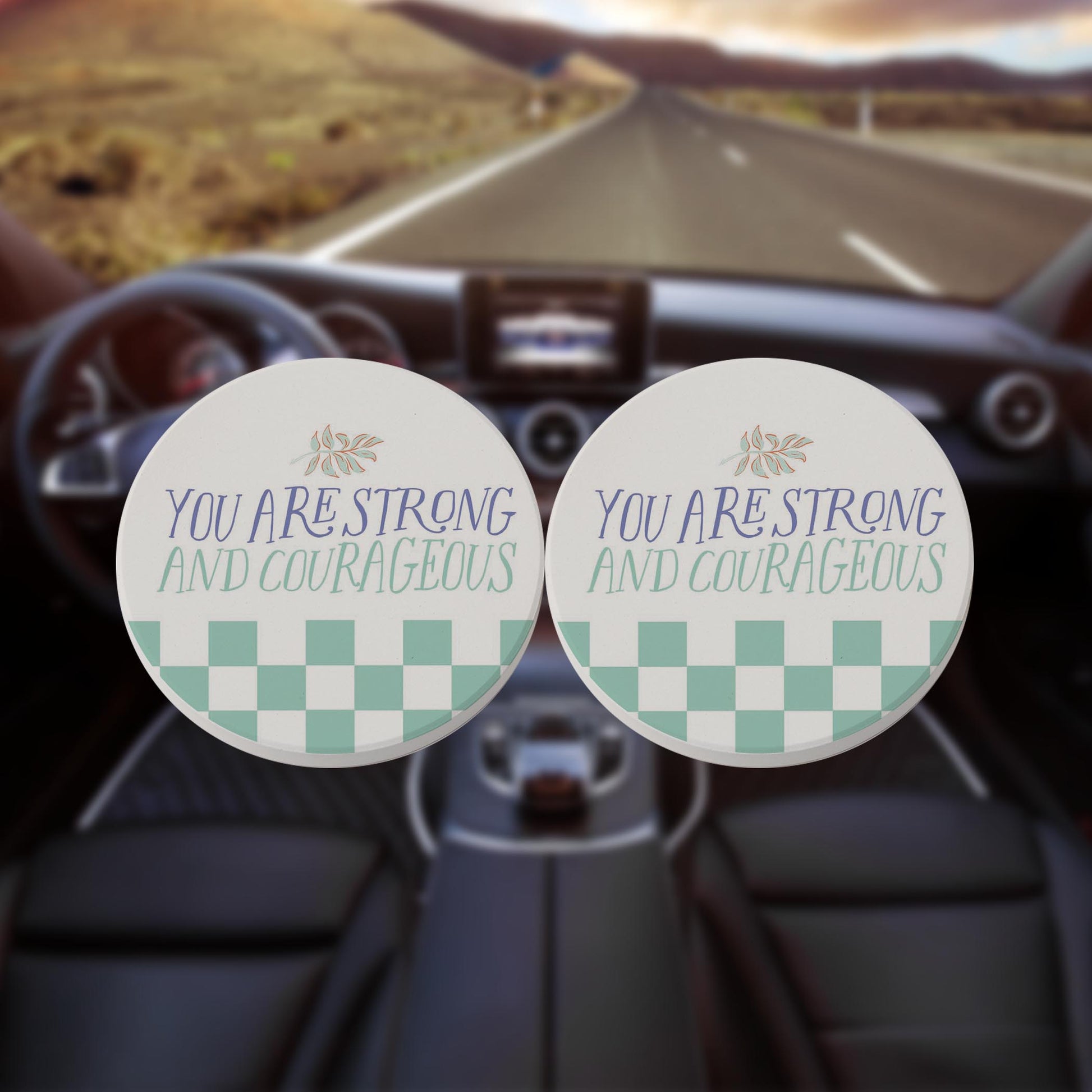 Car Coaster 2-Pack Kalia Lane-You Are Strong And Courageous -8