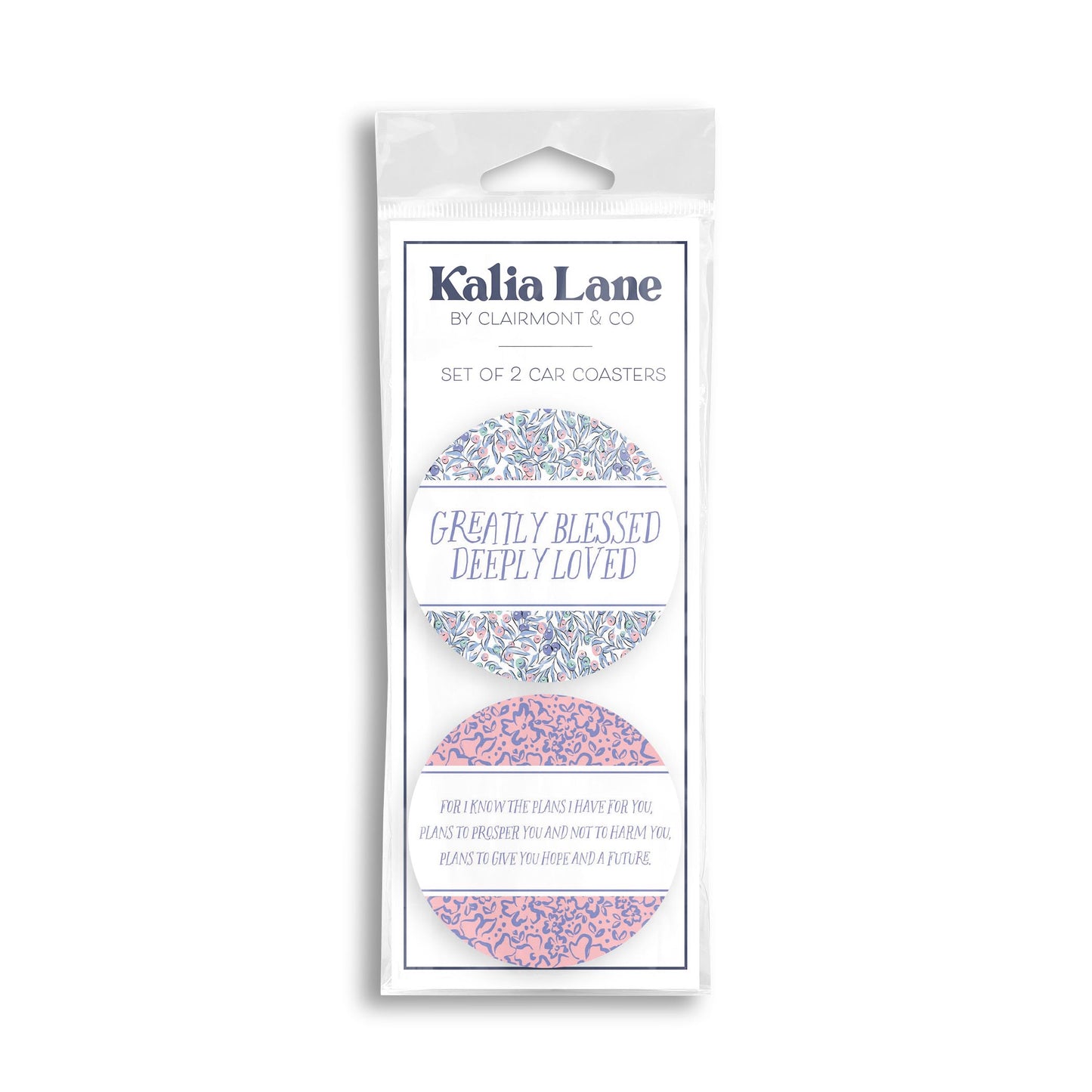 Car Coaster 2-Pack Kalia Lane-Greatly Blessed & I Know The Plans -0