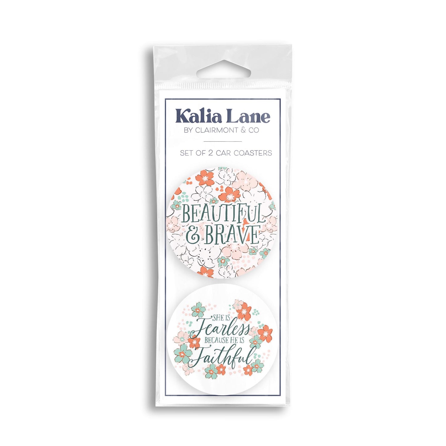 Car Coaster 2-Pack Kalia Lane-Beautiful Brave & She Is Fearless -0