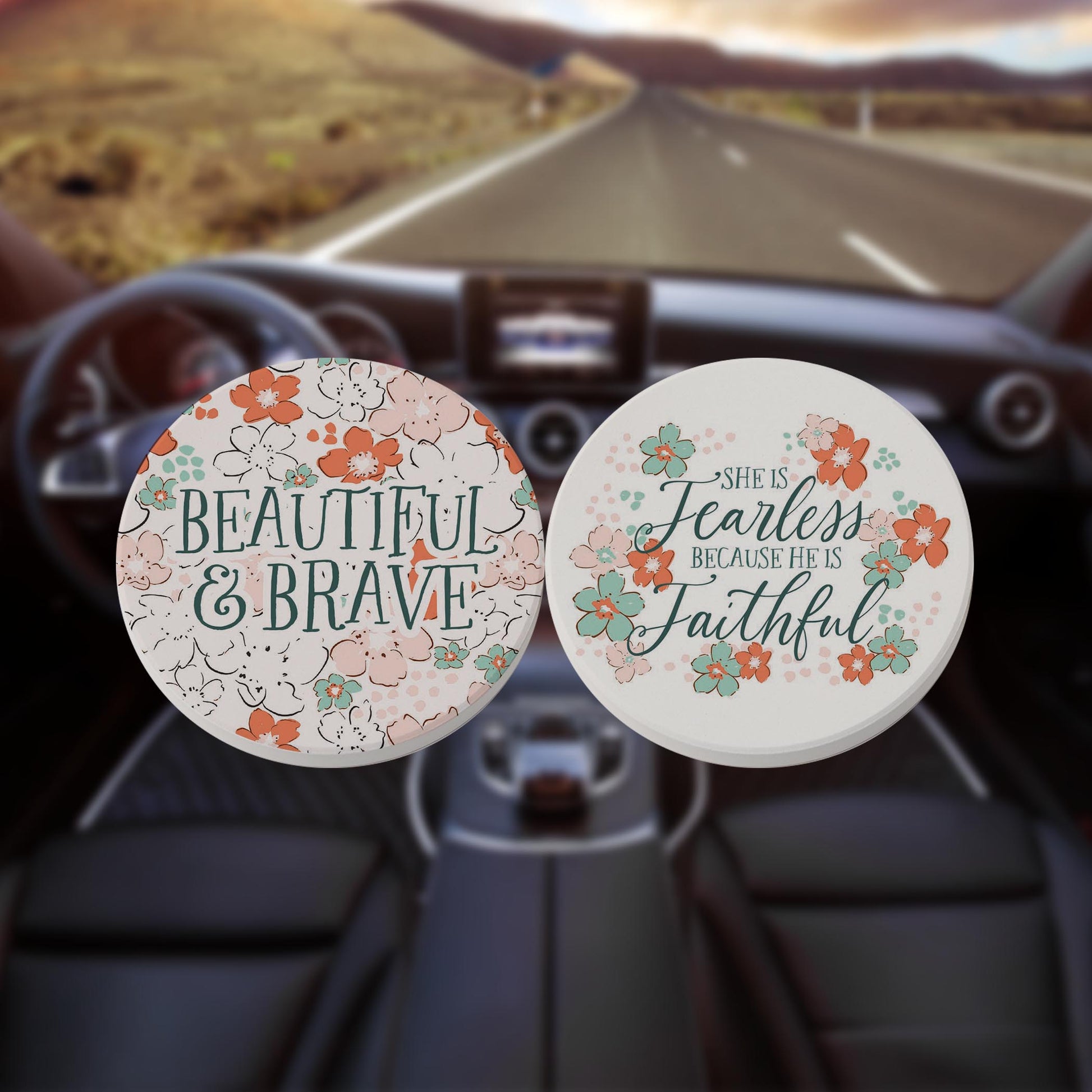 Car Coaster 2-Pack Kalia Lane-Beautiful Brave & She Is Fearless -8