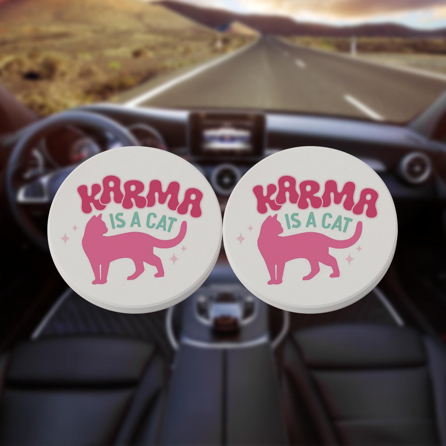 Car Coaster 2-Pack Kalia Lane-Karma Is A Cat