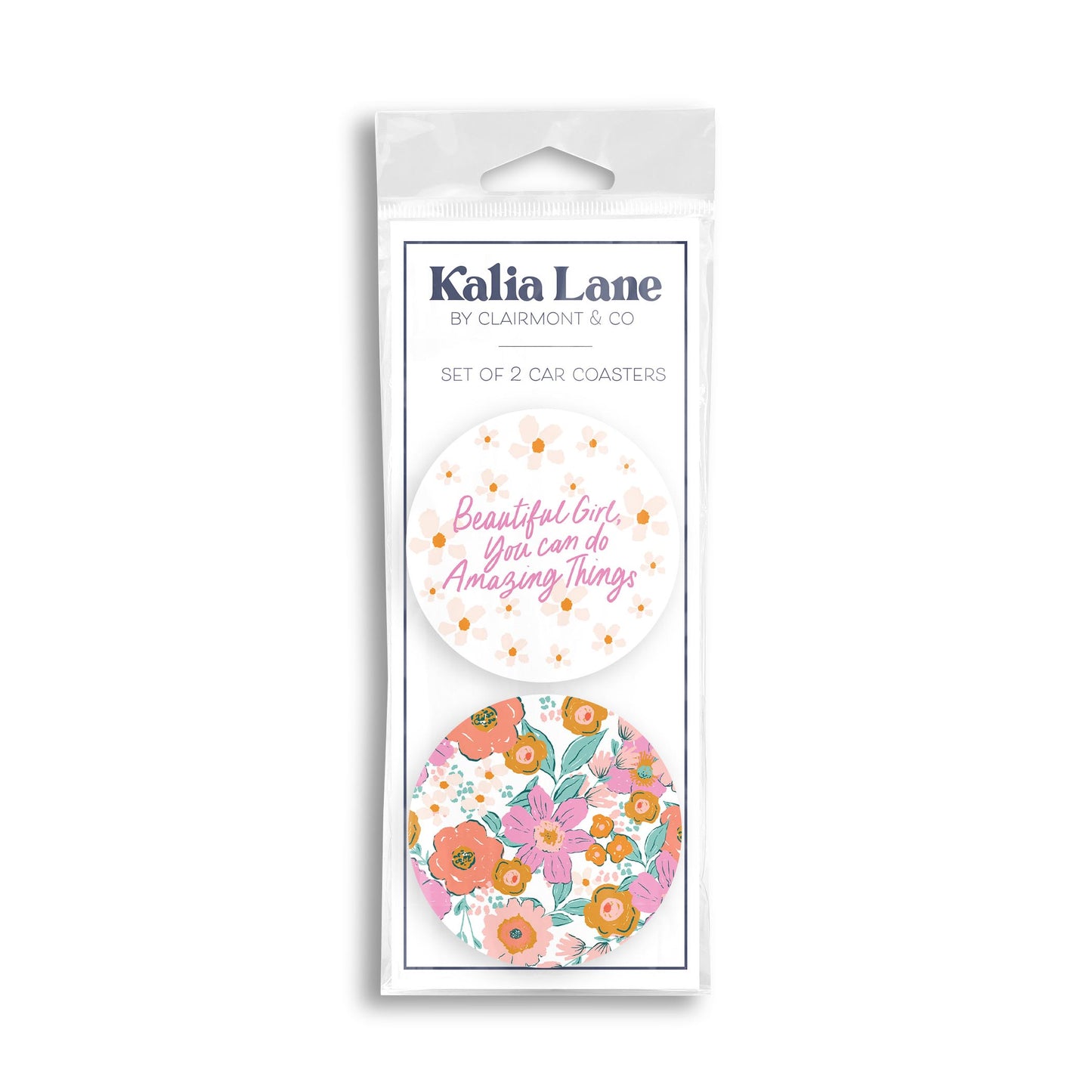 Car Coaster 2-Pack Kalia Lane-Kalia Floral Beautiful Girl & Pattern