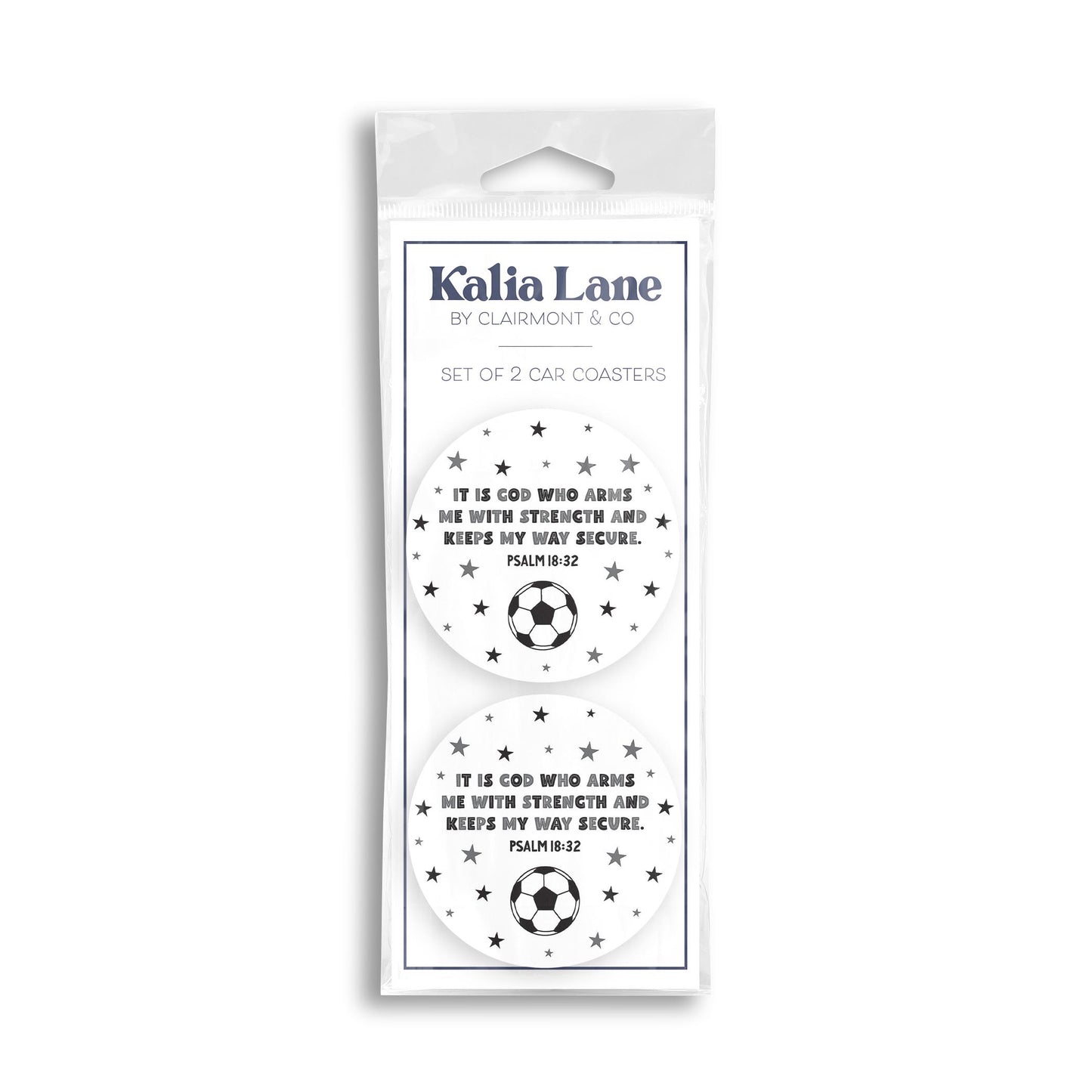 Car Coaster 2-Pack Kalia Lane-It Is God Soccer Grey & Black