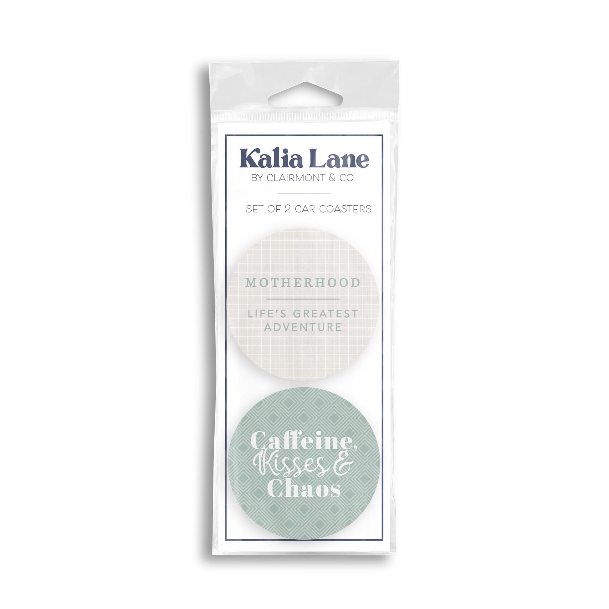Car Coaster 2-Pack Kalia Lane-Motherhood & Caffeine Kisses Chaos -0