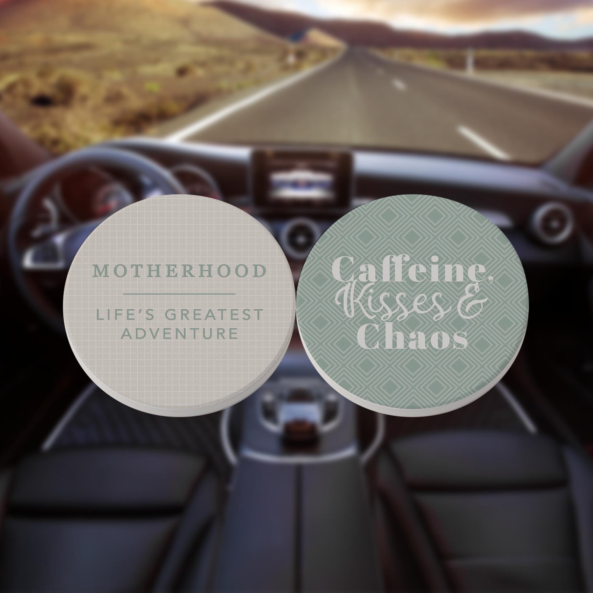 Car Coaster 2-Pack Kalia Lane-Motherhood & Caffeine Kisses Chaos -8