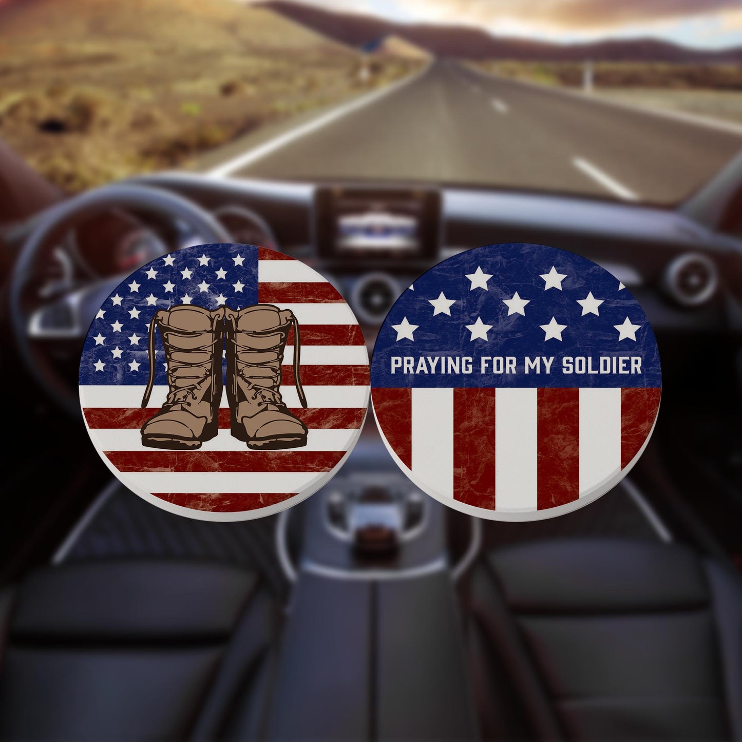 Car Coaster 2-Pack Kalia Lane-Military Boots & Praying For My Soldier -8