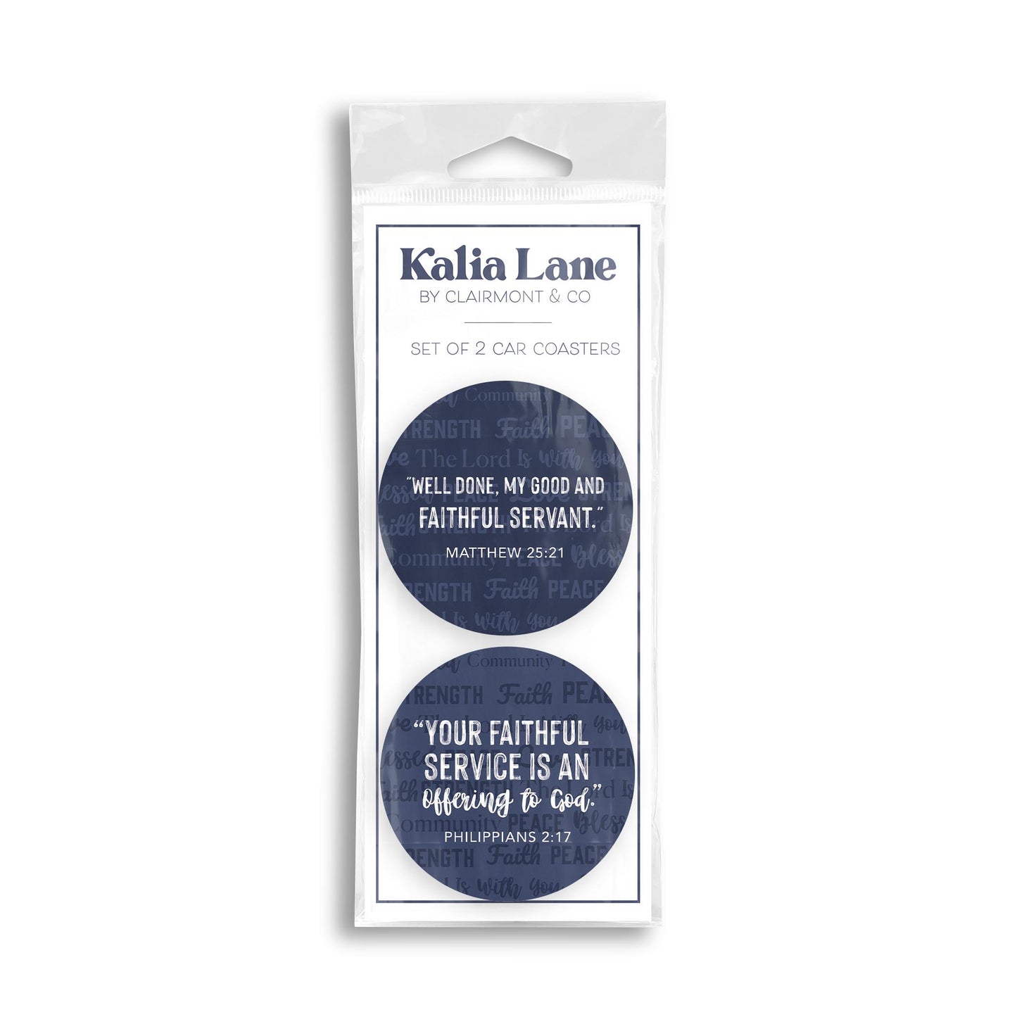 Car Coaster 2-Pack Kalia Lane-Faithful Servant & Offering To God -0