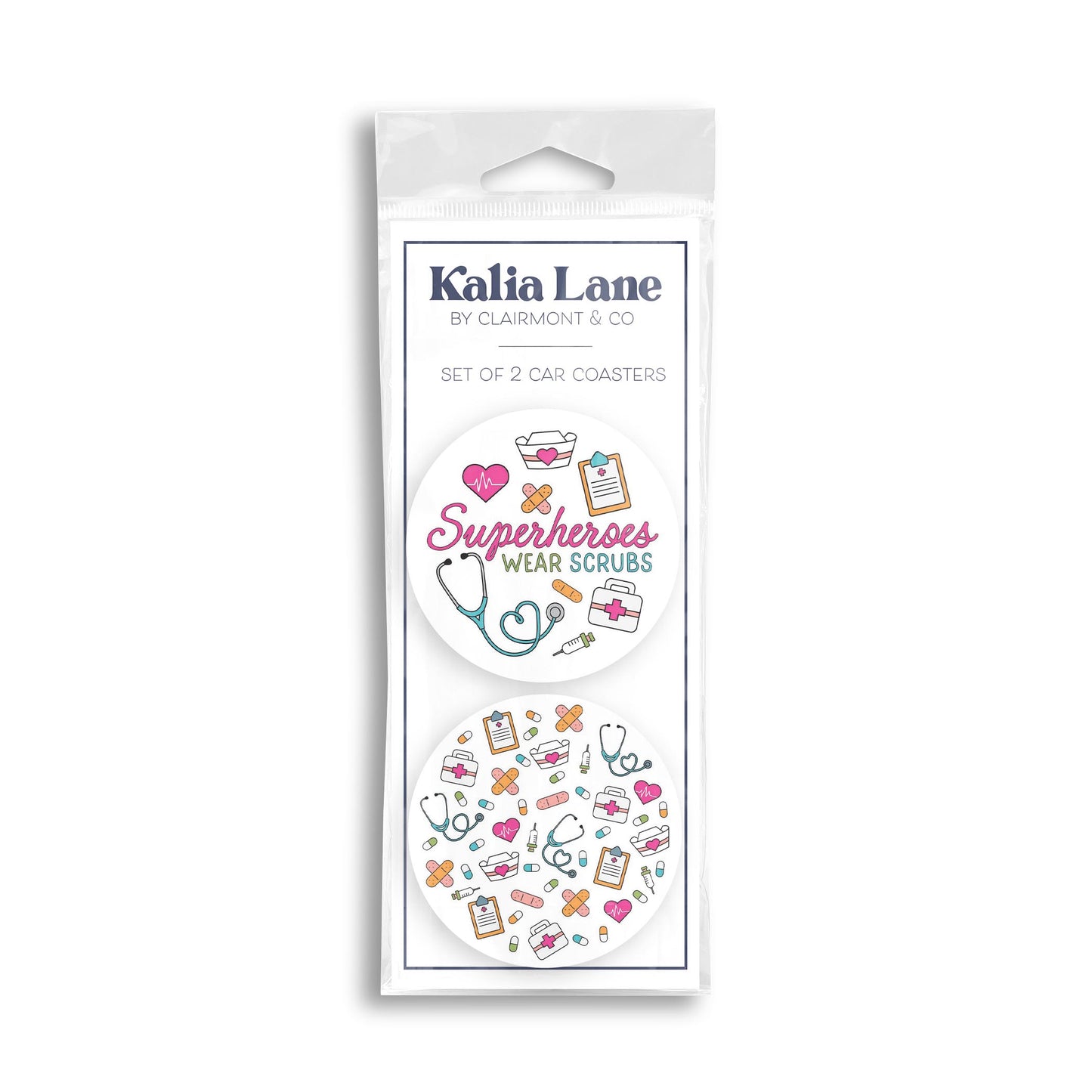 Car Coaster 2-Pack Kalia Lane-Superheroes Wear Scrubs