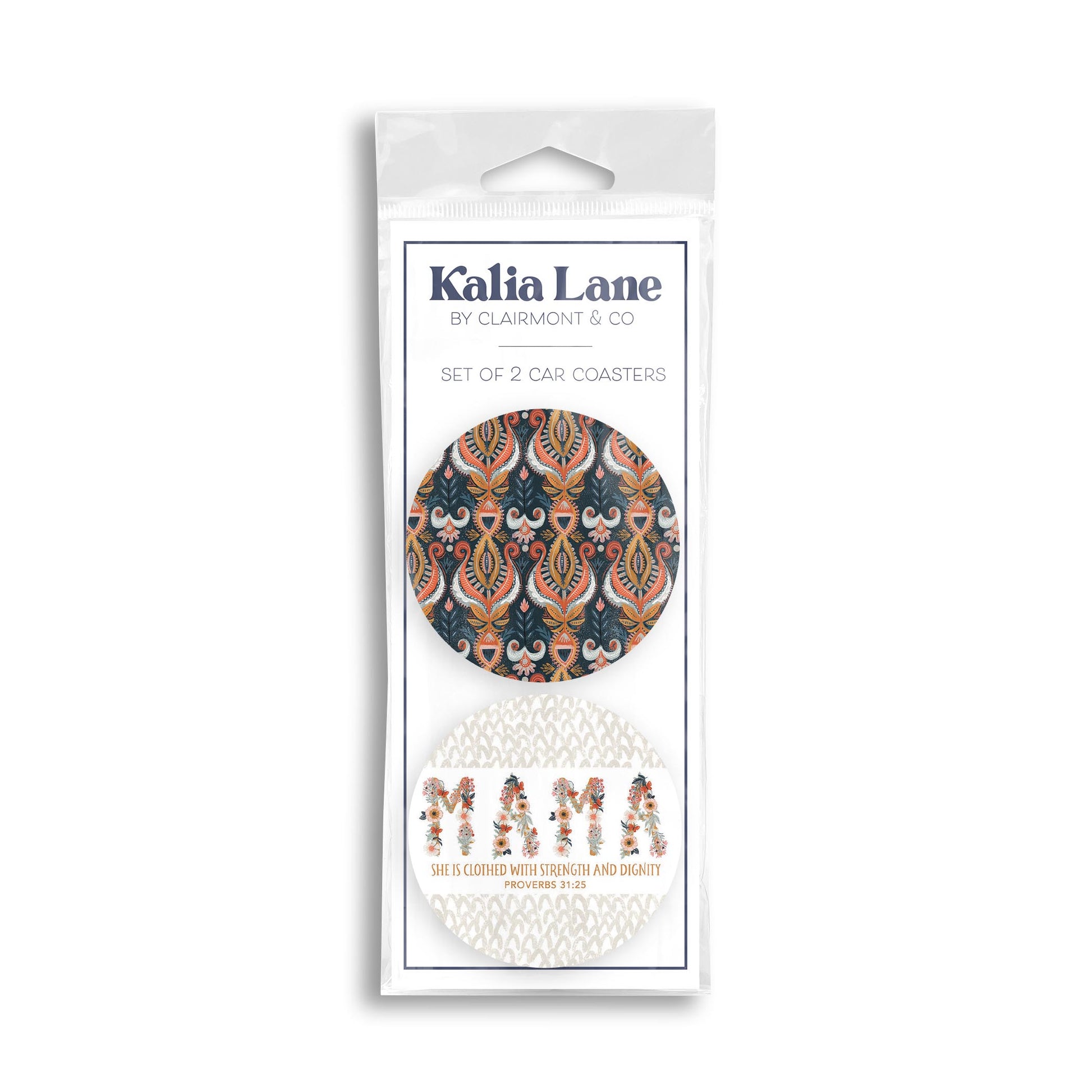 Car Coaster 2-Pack Kalia Lane-Pretty Things Floral Faith Mama & Pattern -0
