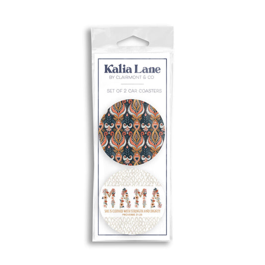 Car Coaster 2-Pack Kalia Lane-Pretty Things Floral Faith Mama & Pattern -0