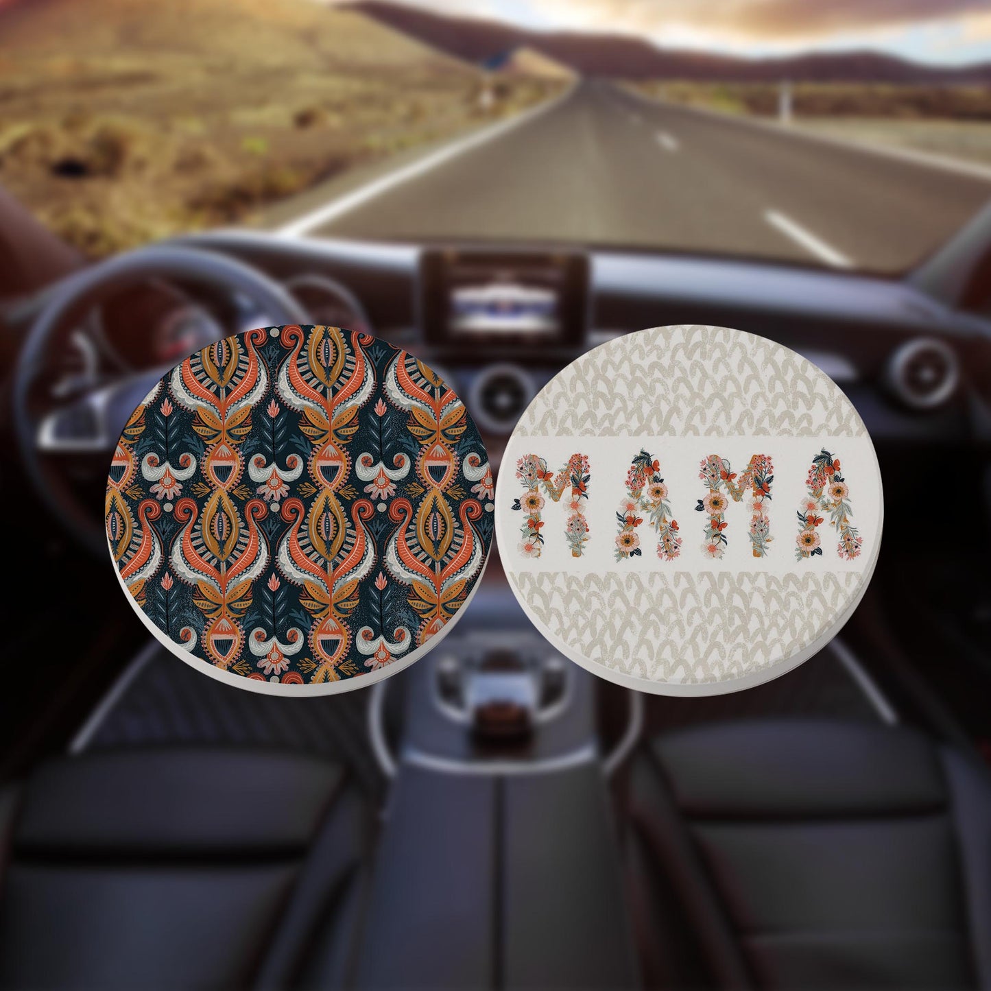 Car Coaster 2-Pack Kalia Lane-Pretty Things Pattern & Mama