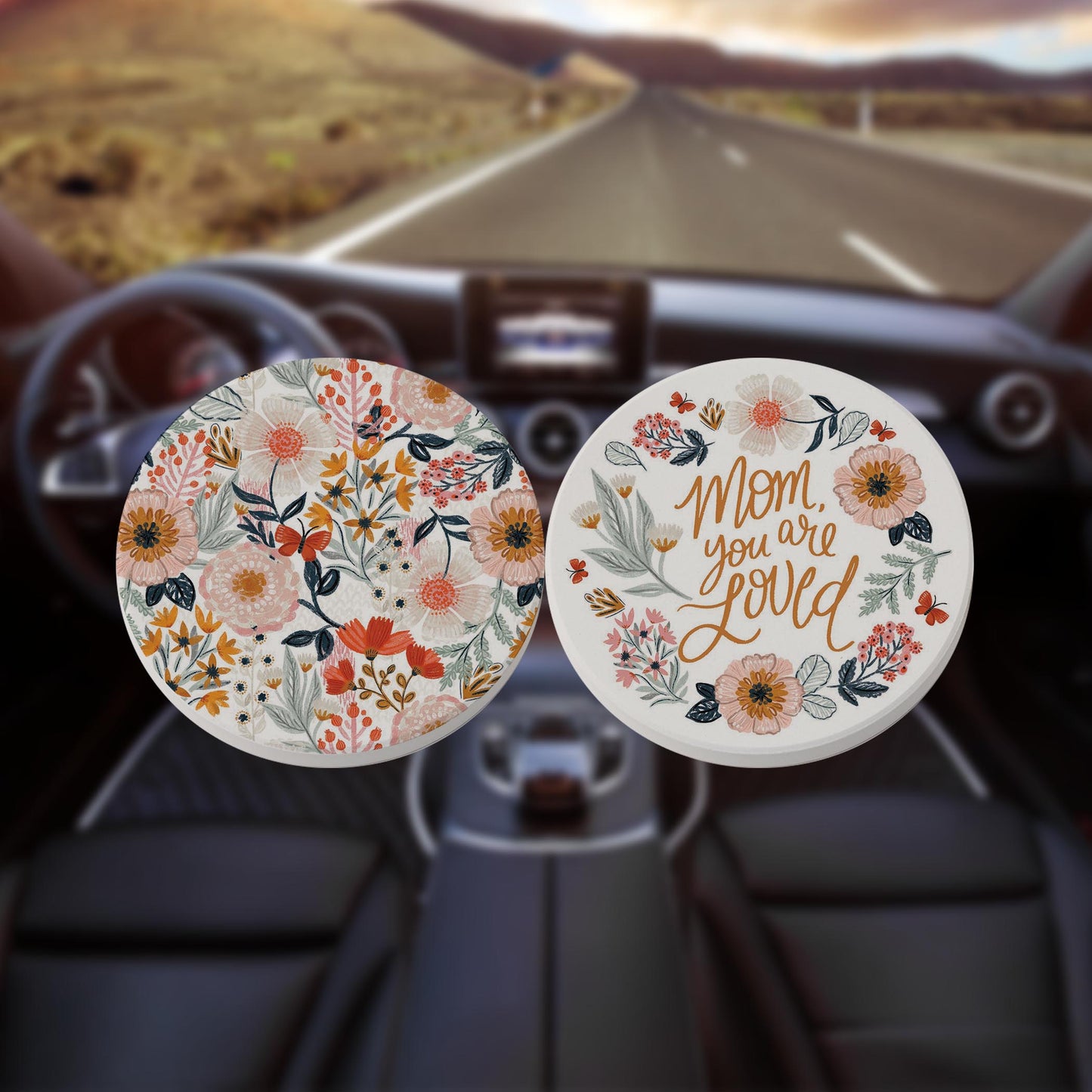 Car Coaster 2-Pack Kalia Lane-Pretty Things Pattern & Loved