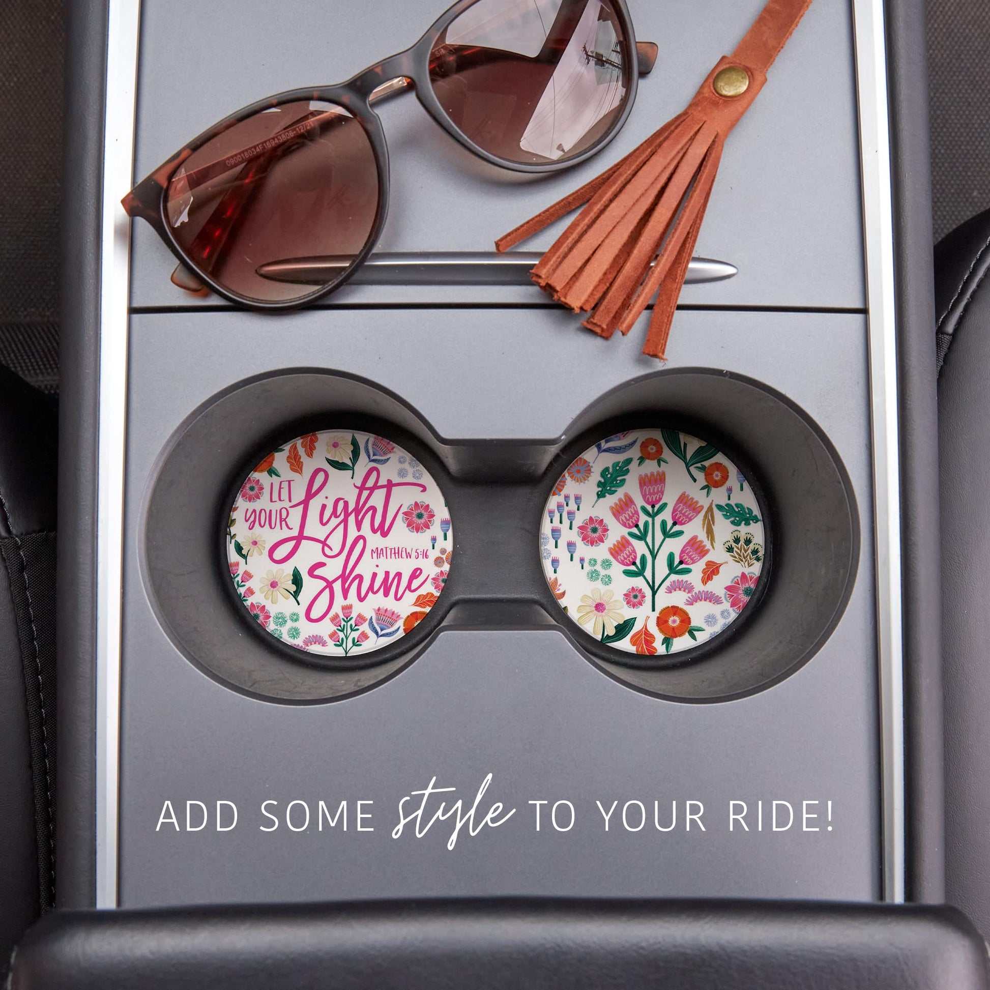 Car Coaster 2-Pack Kalia Lane-Radiant Hope Let Your Light Shine -1