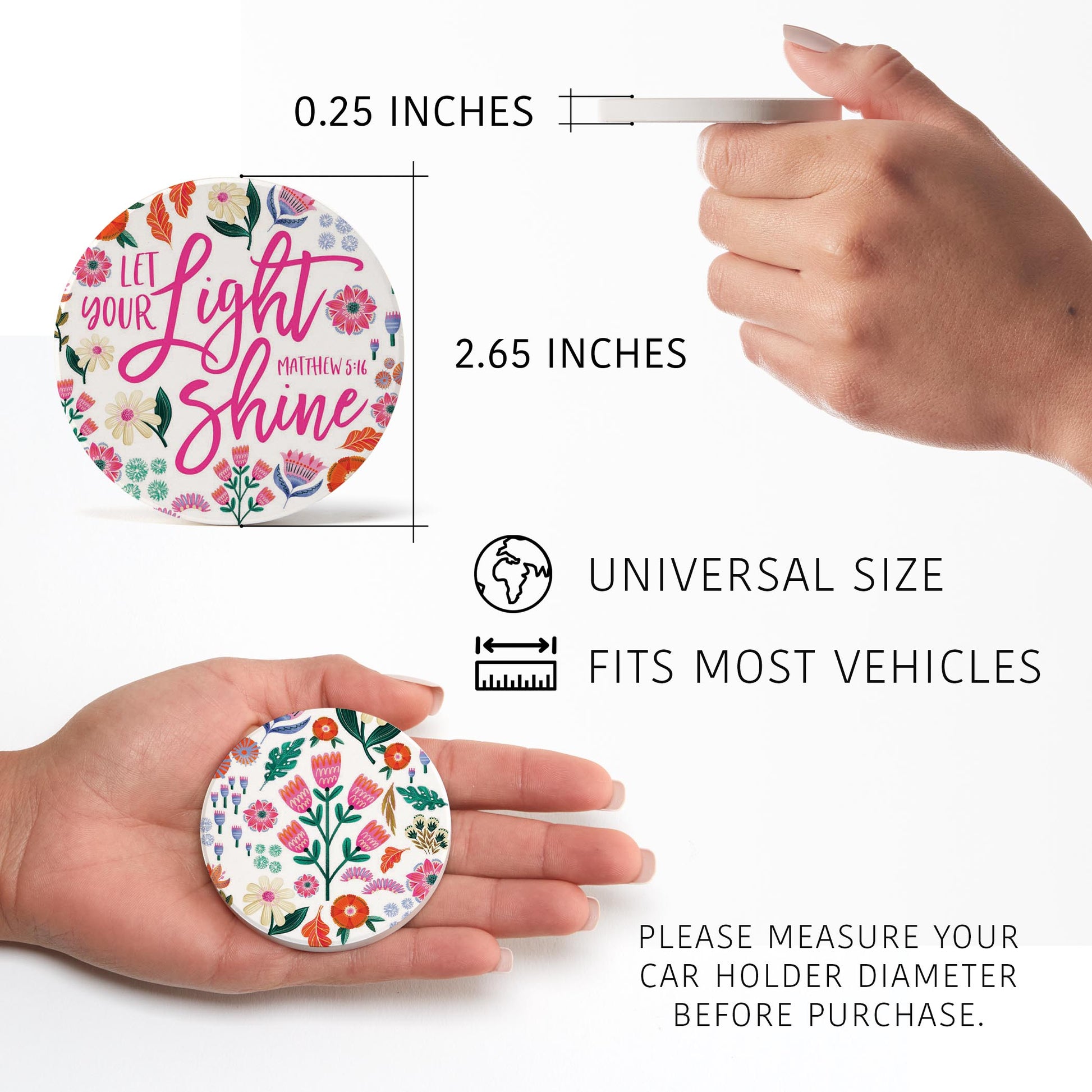 Car Coaster 2-Pack Kalia Lane-Radiant Hope Let Your Light Shine -5