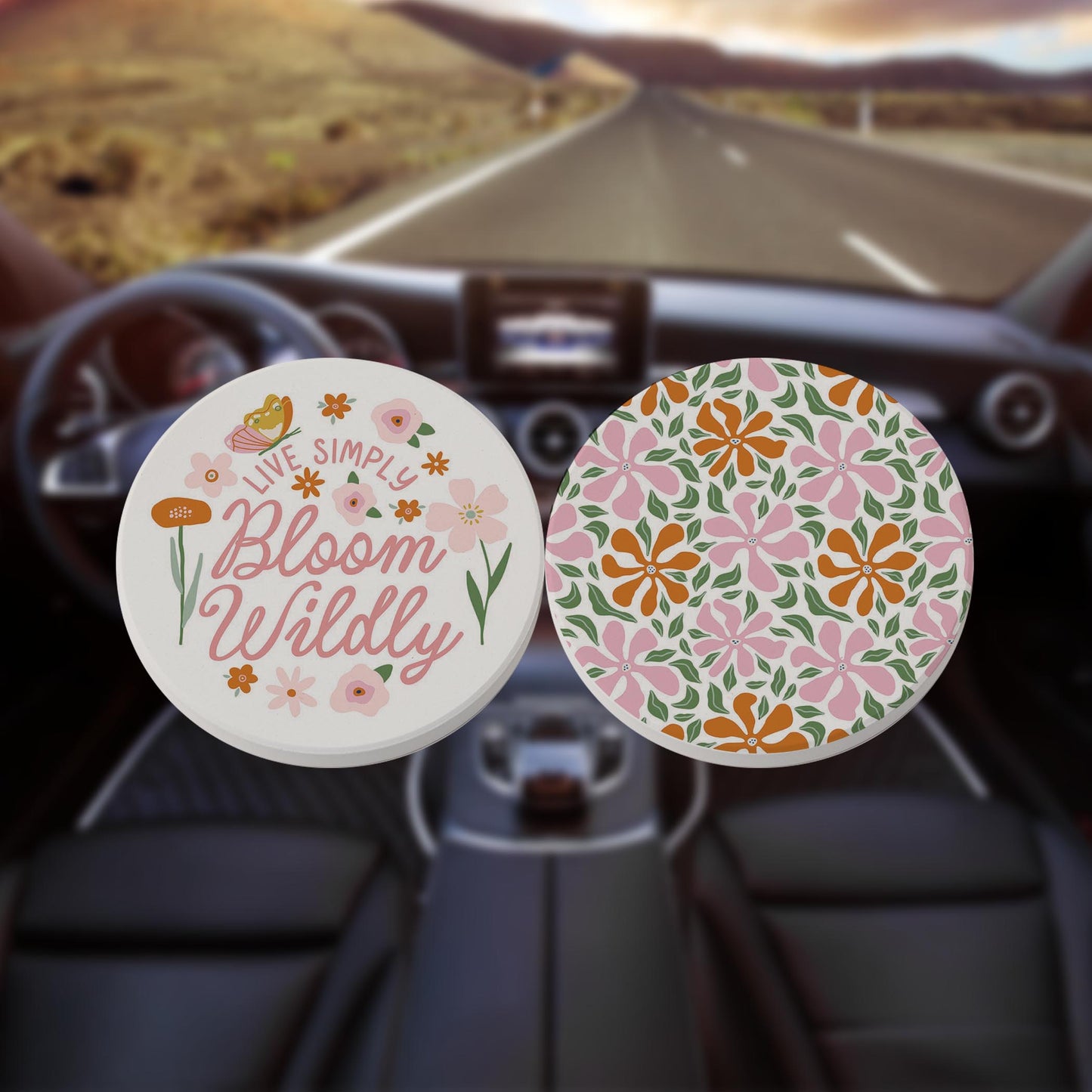 Car Coaster 2-Pack Kalia Lane-Spring Bloom Wildly & Pattern