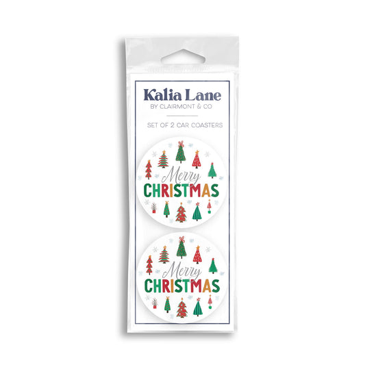 Car Coaster 2-Pack Kalia Lane-Whimsy Wonderland Traditional Merry Christmas