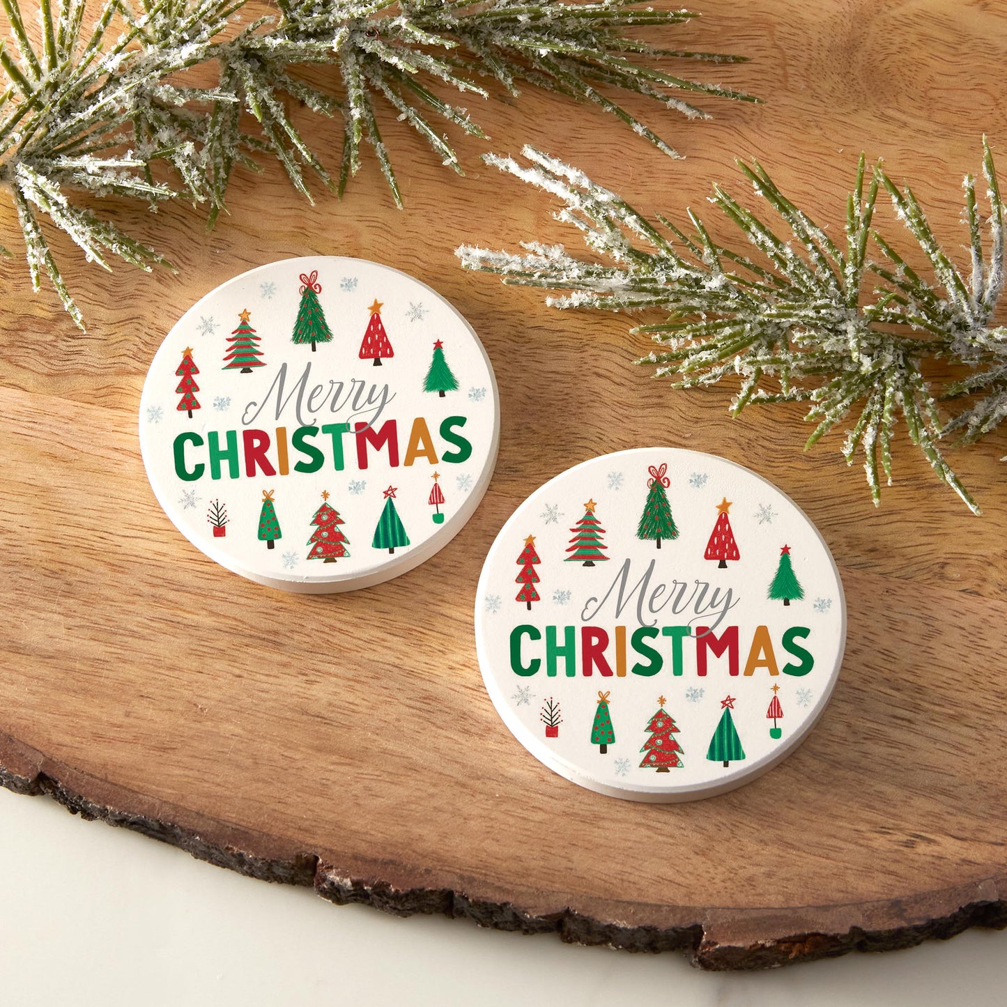 Car Coaster 2-Pack Kalia Lane-Whimsy Wonderland Traditional Merry Christmas