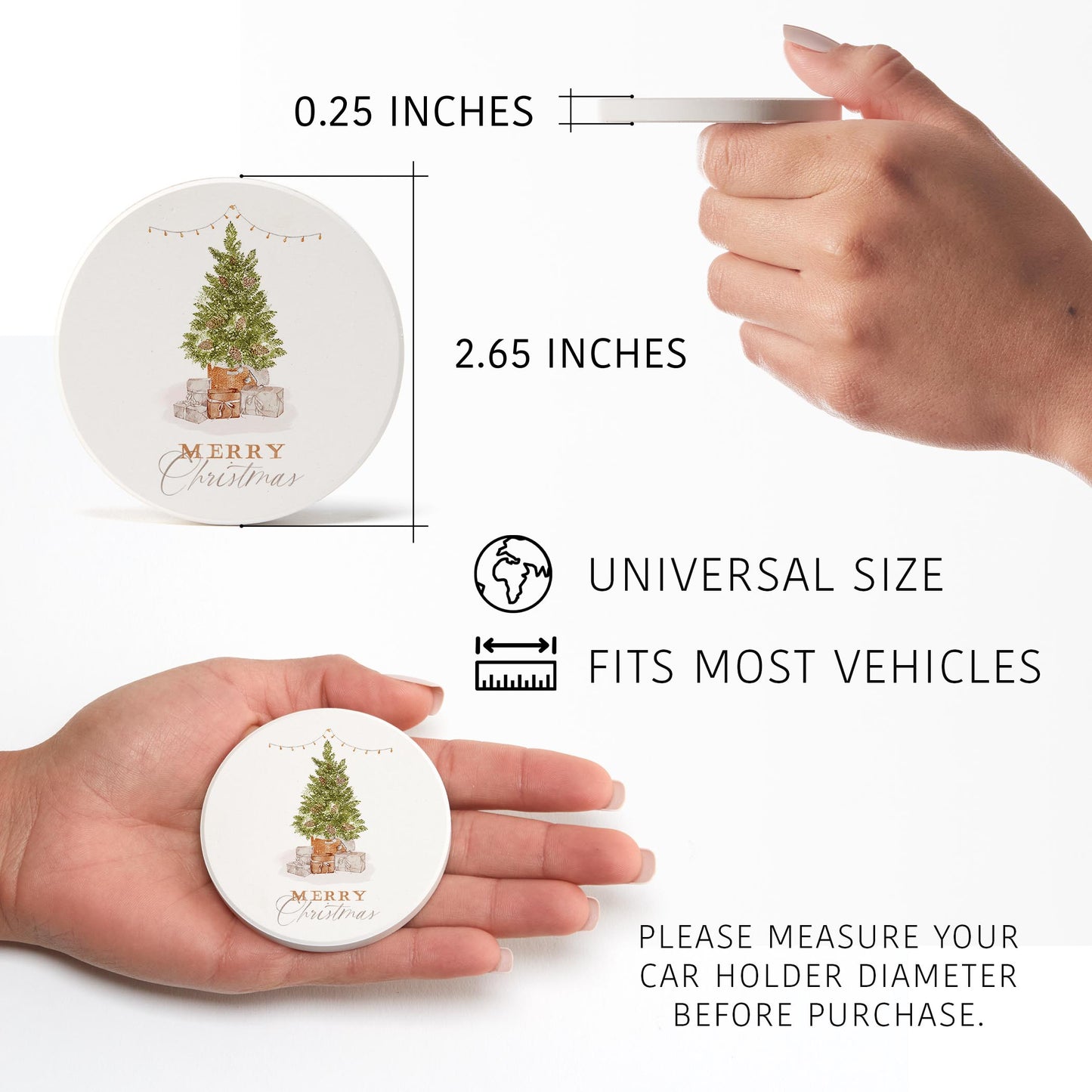 Car Coaster 2-Pack Kalia Lane-Cottage Tree Merry Christmas