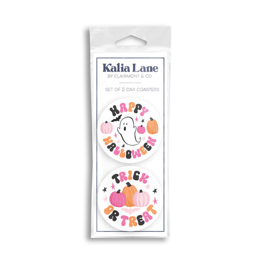 Car Coaster 2-Pack Kalia Lane-Happy Ghost Happy Halloween & Trick