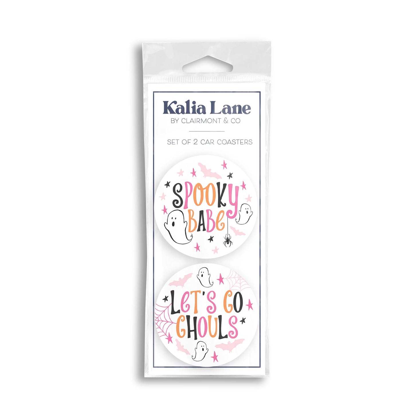 Car Coaster 2-Pack Kalia Lane-Happy Ghost Spooky Babe & Let's Go