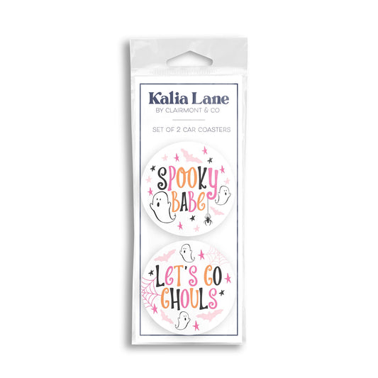 Car Coaster 2-Pack Kalia Lane-Happy Ghost Spooky Babe & Let's Go