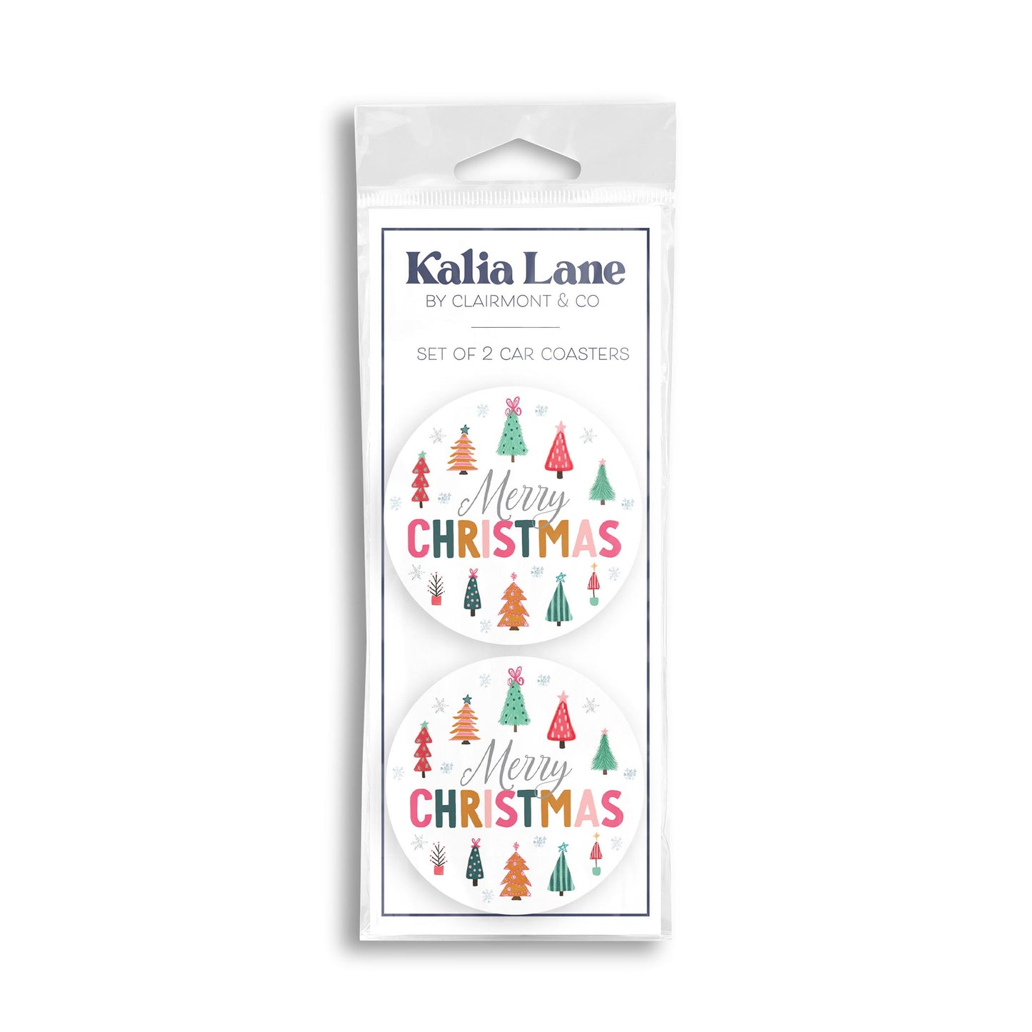 Car Coaster 2-Pack Kalia Lane-Whimsy Wonderland Bright Merry Christmas