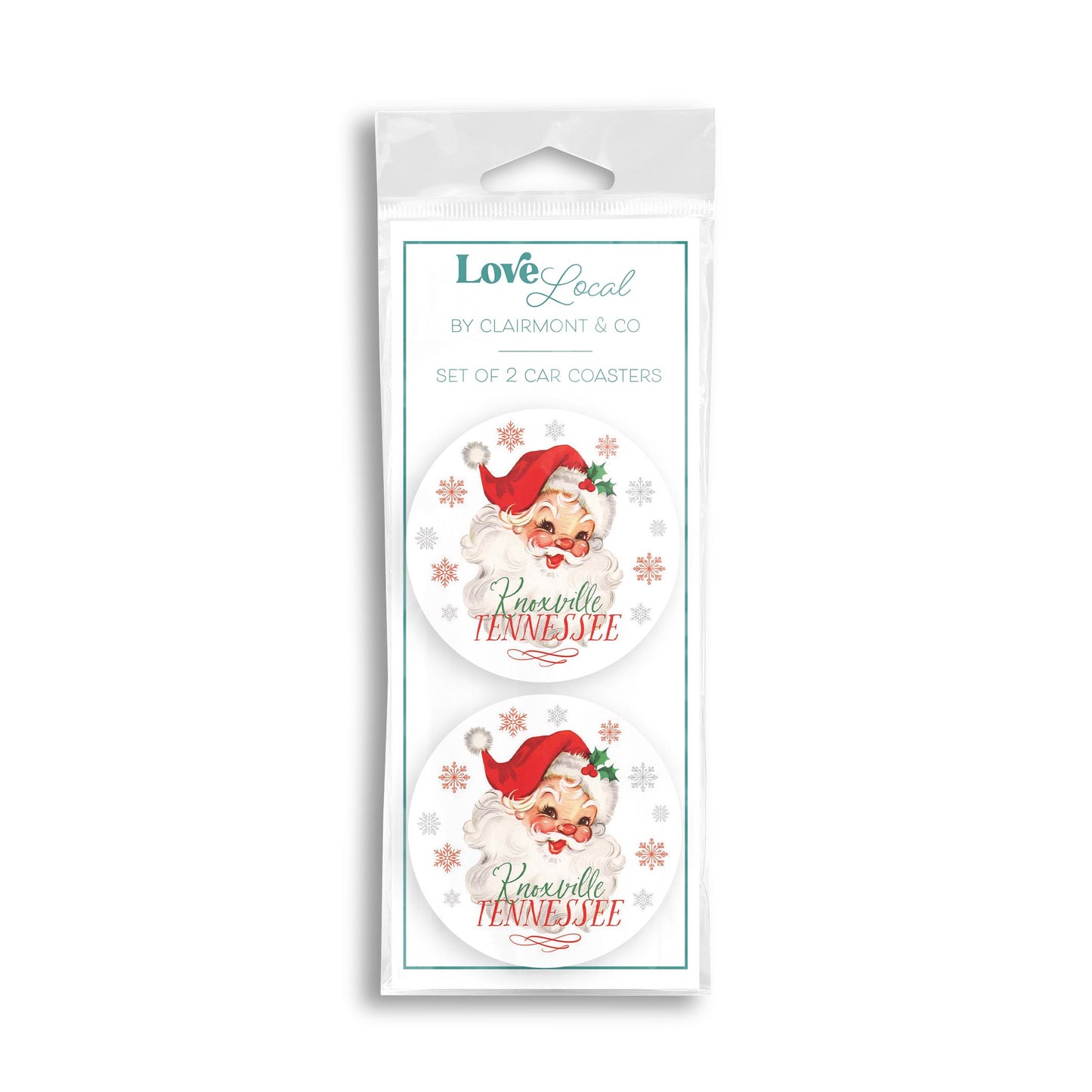 Car Coaster 2-Pack Love Local-Classic Santa City & State