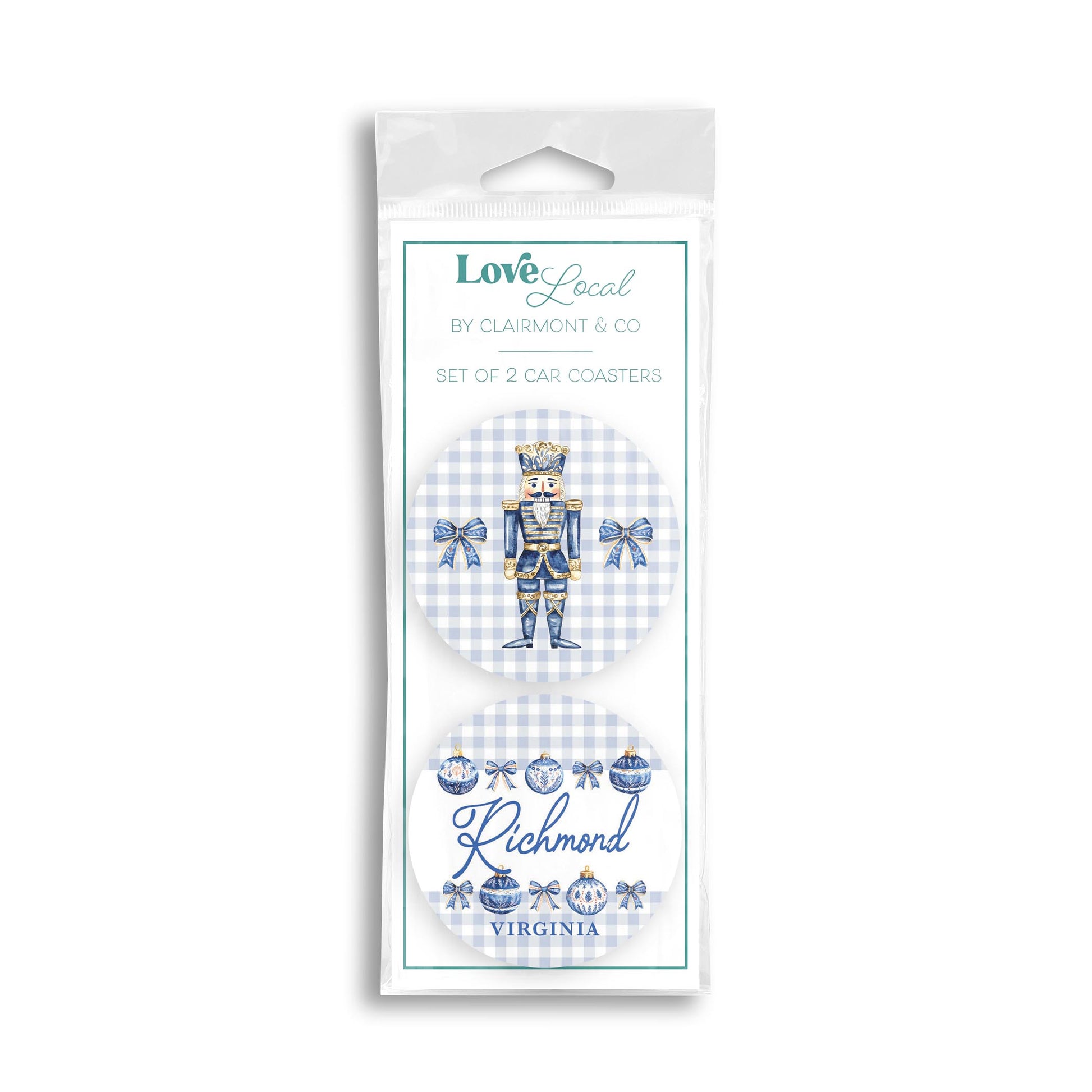 Car Coaster 2-Pack Love Local-Love+Local Blue Noel - A Grand Millennial Christmas -0