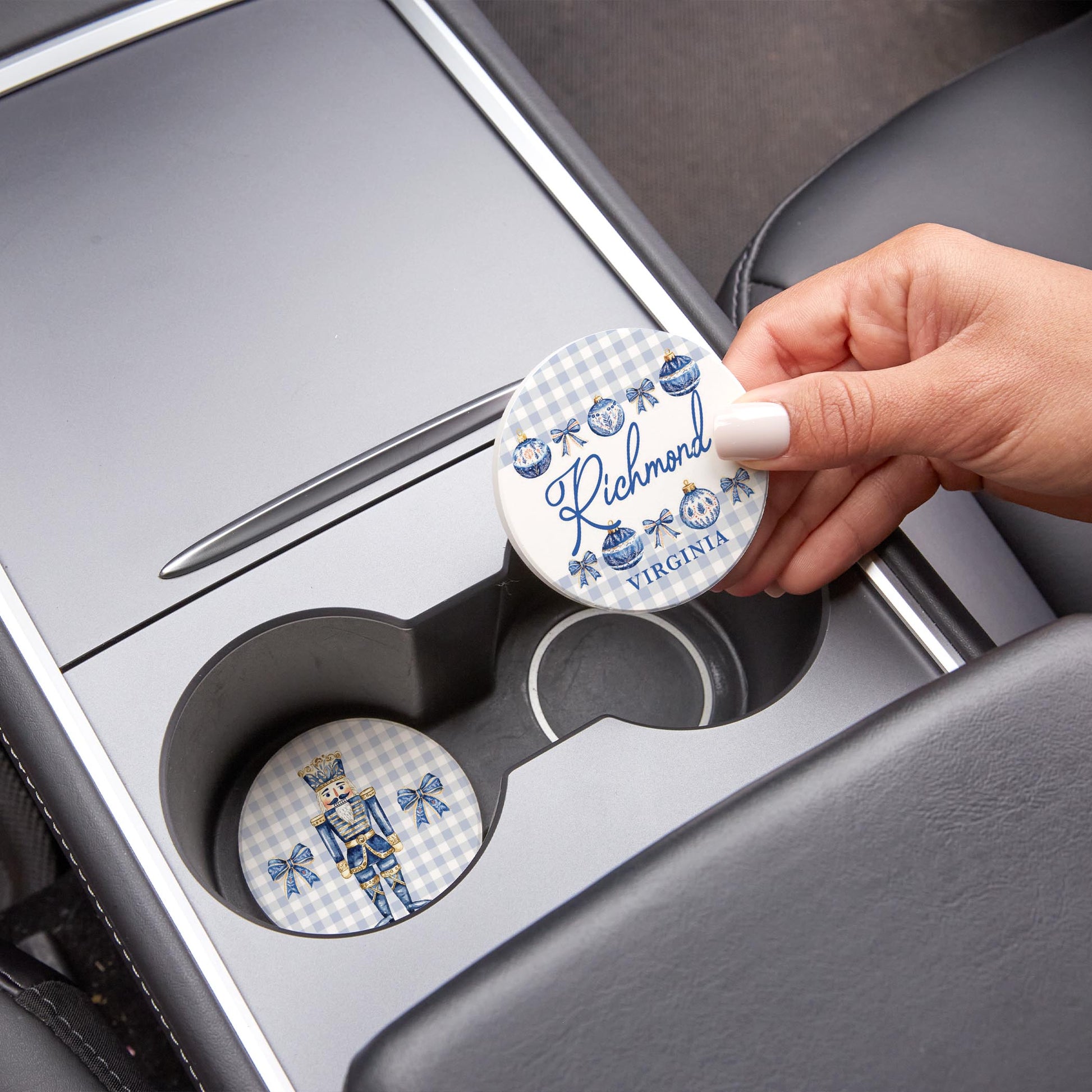 Car Coaster 2-Pack Love Local-Love+Local Blue Noel - A Grand Millennial Christmas -1