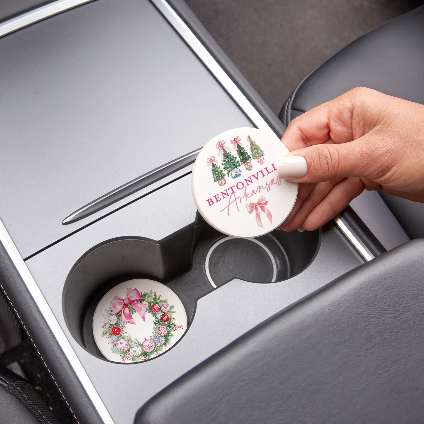 Car Coaster 2-Pack Love Local-Love+Local Blush & Baubles - A Grand Millennial Christmas -1