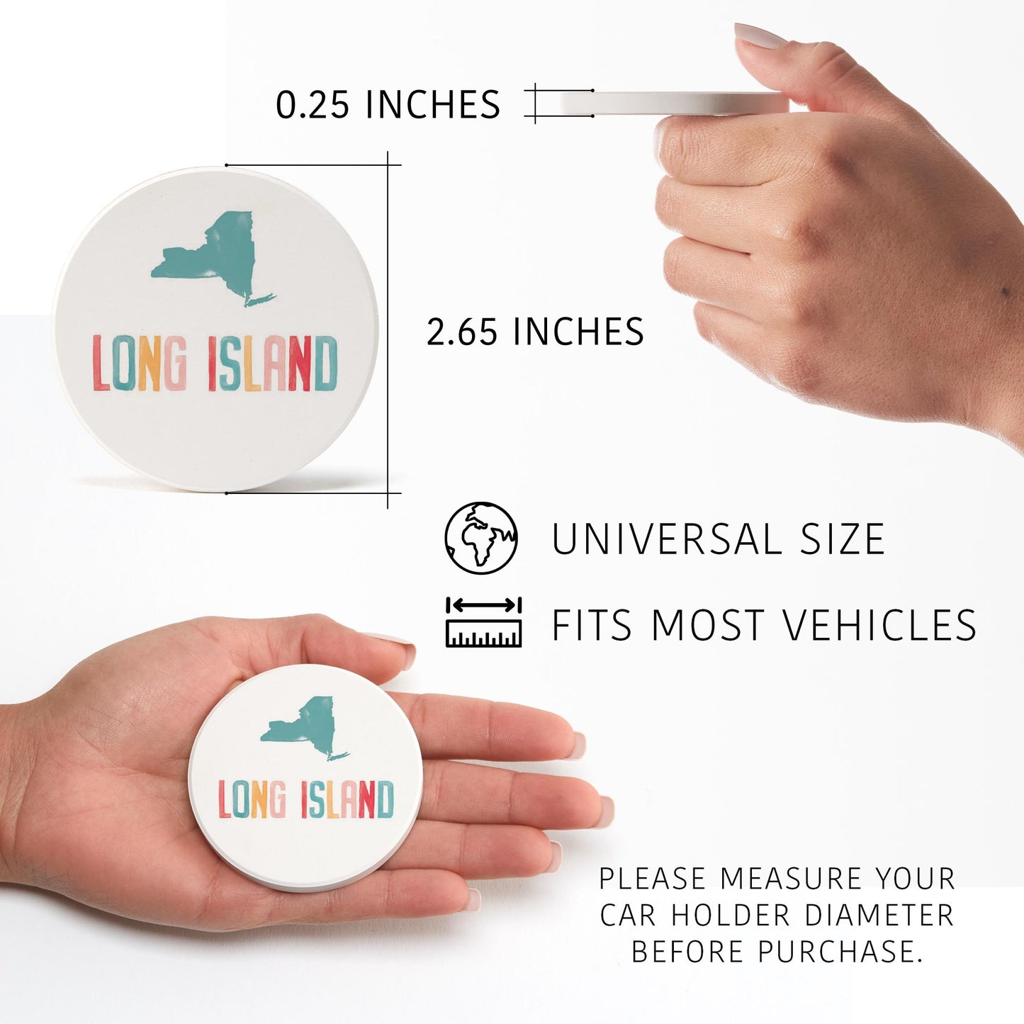 Car Coaster 2-Pack Love Local-Watercolor City Long Island NY