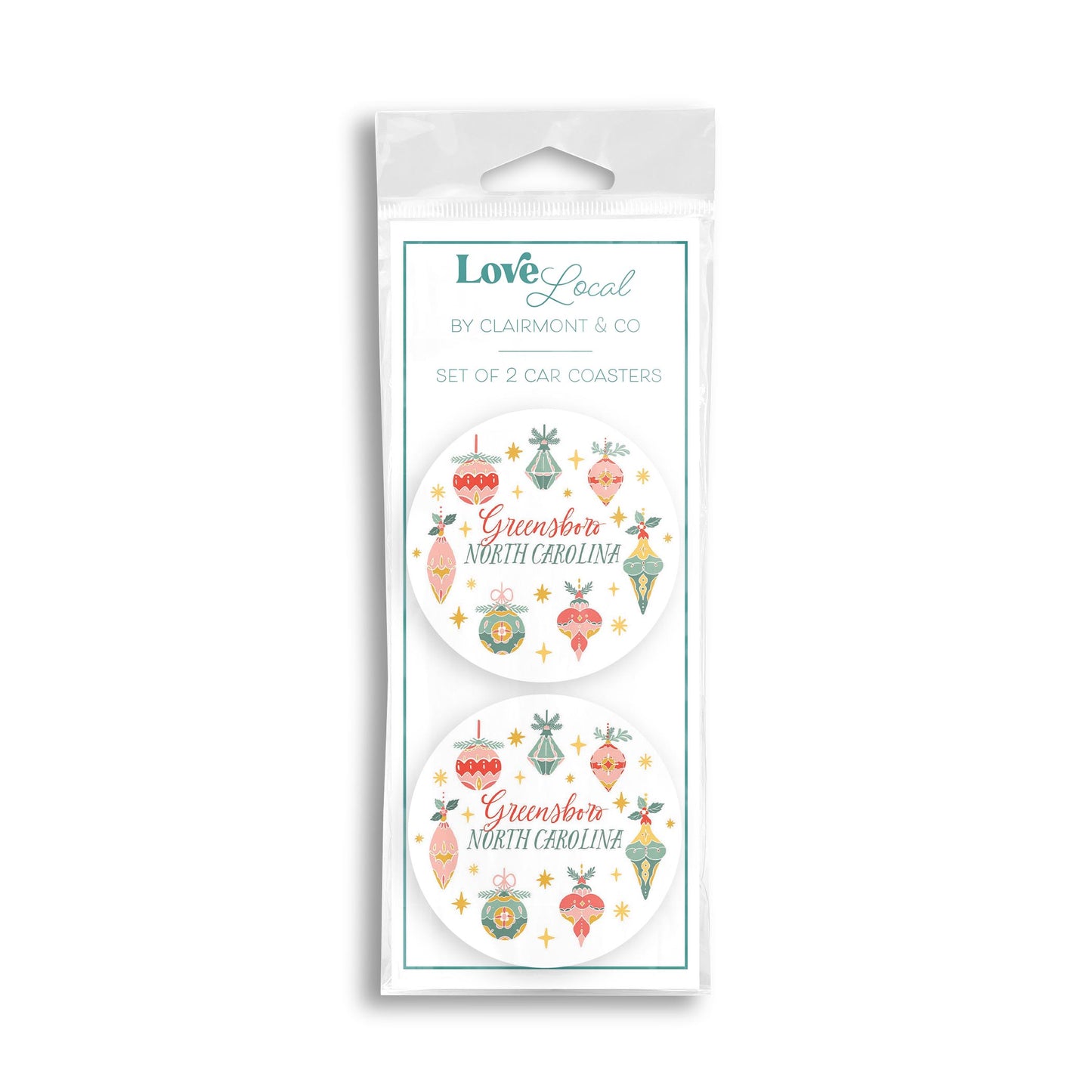 Car Coaster 2-Pack Love Local-Ornament Gems