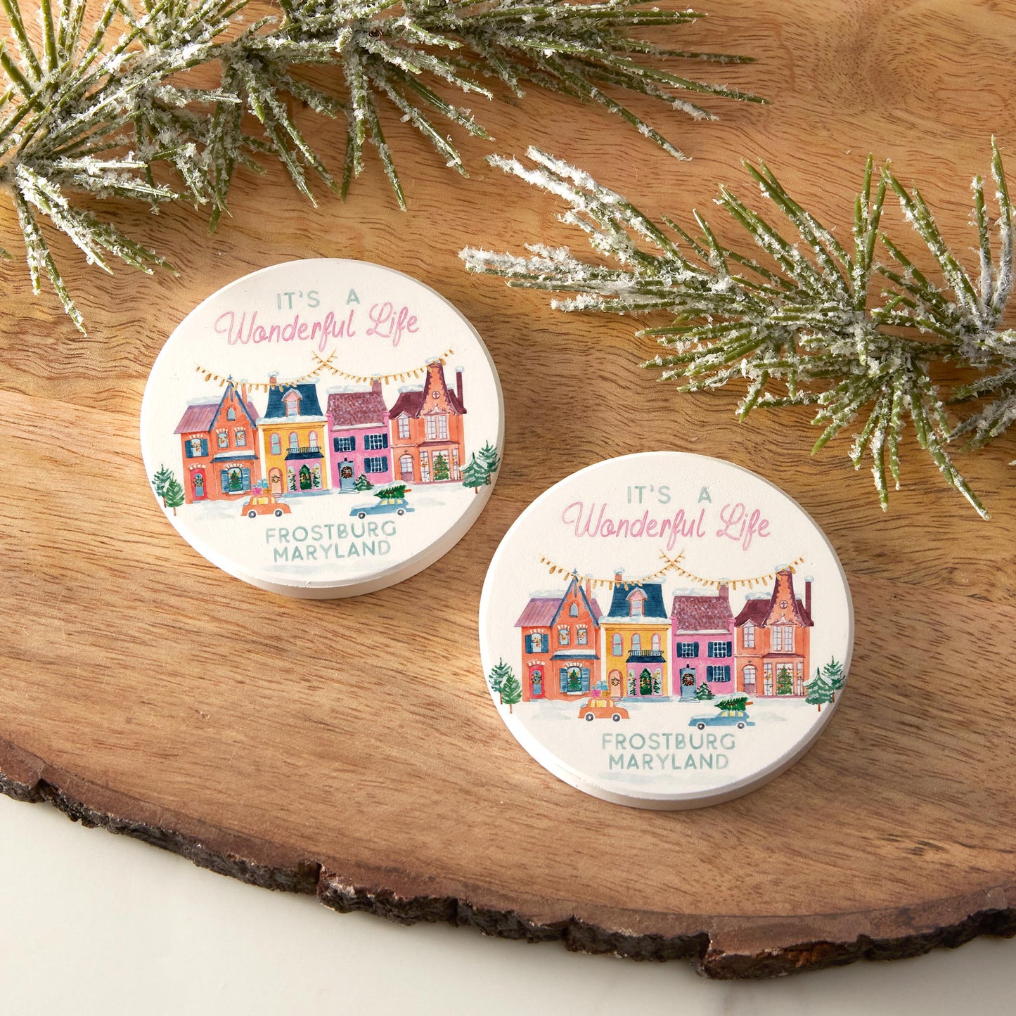 Car Coaster 2-Pack Love Local-Love + Local It's A Wonderful Life -3