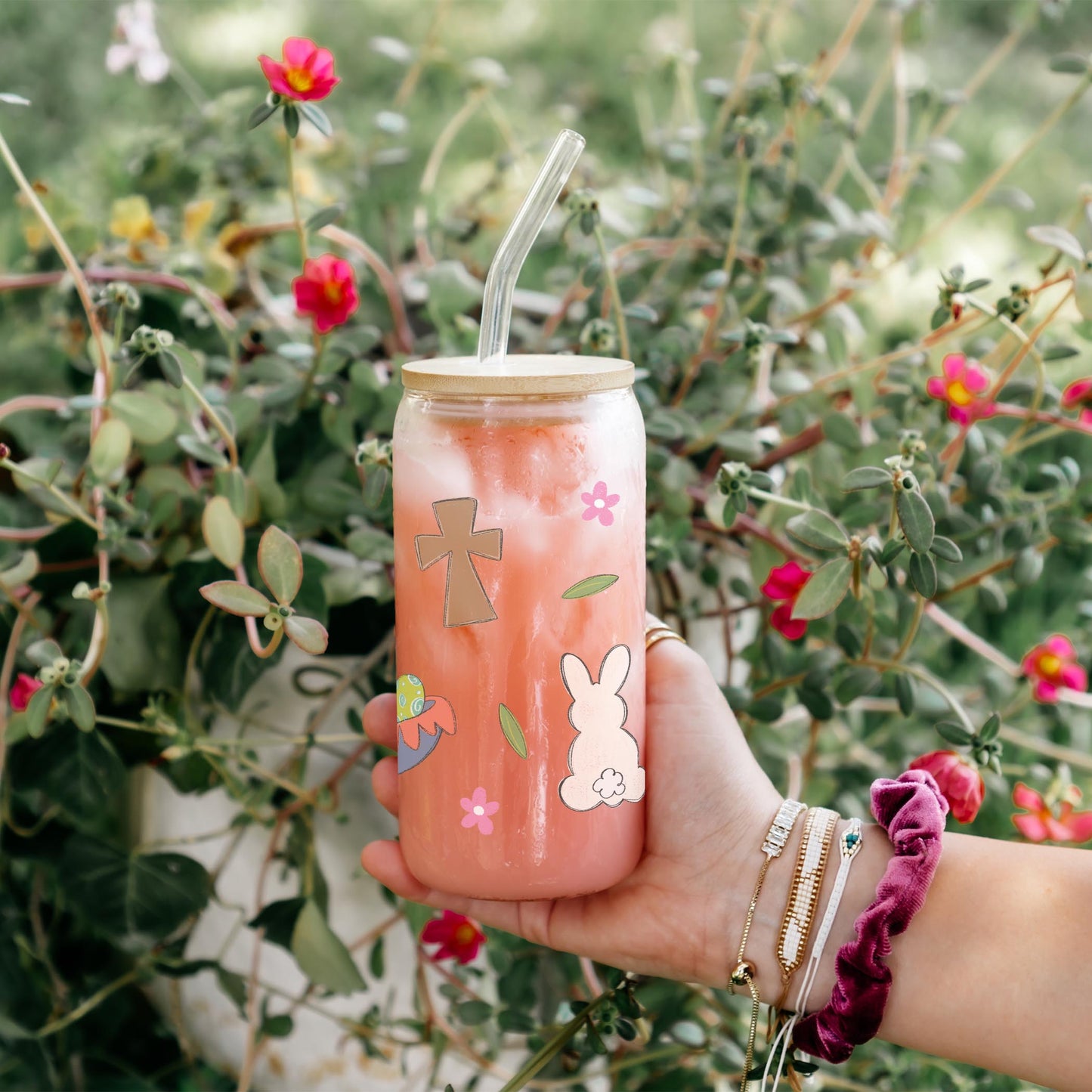 16oz Cold Brew Glass-Easter Pattern