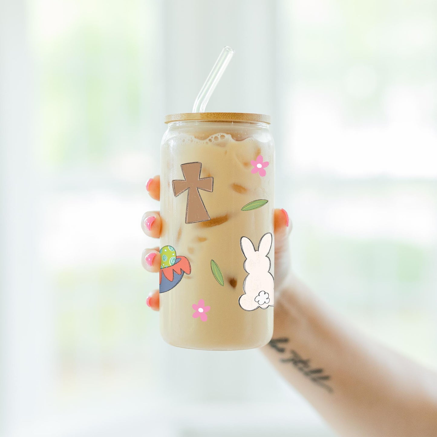 16oz Cold Brew Glass-Easter Pattern