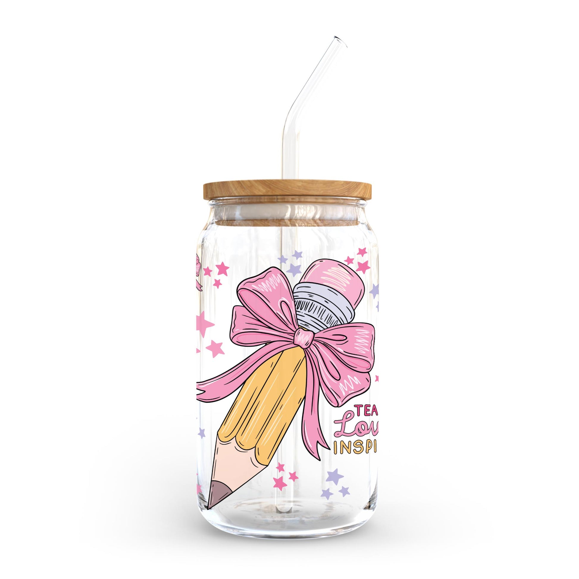 16oz Cold Brew Glass-Classroom Coquette Teach Love Inspire -0