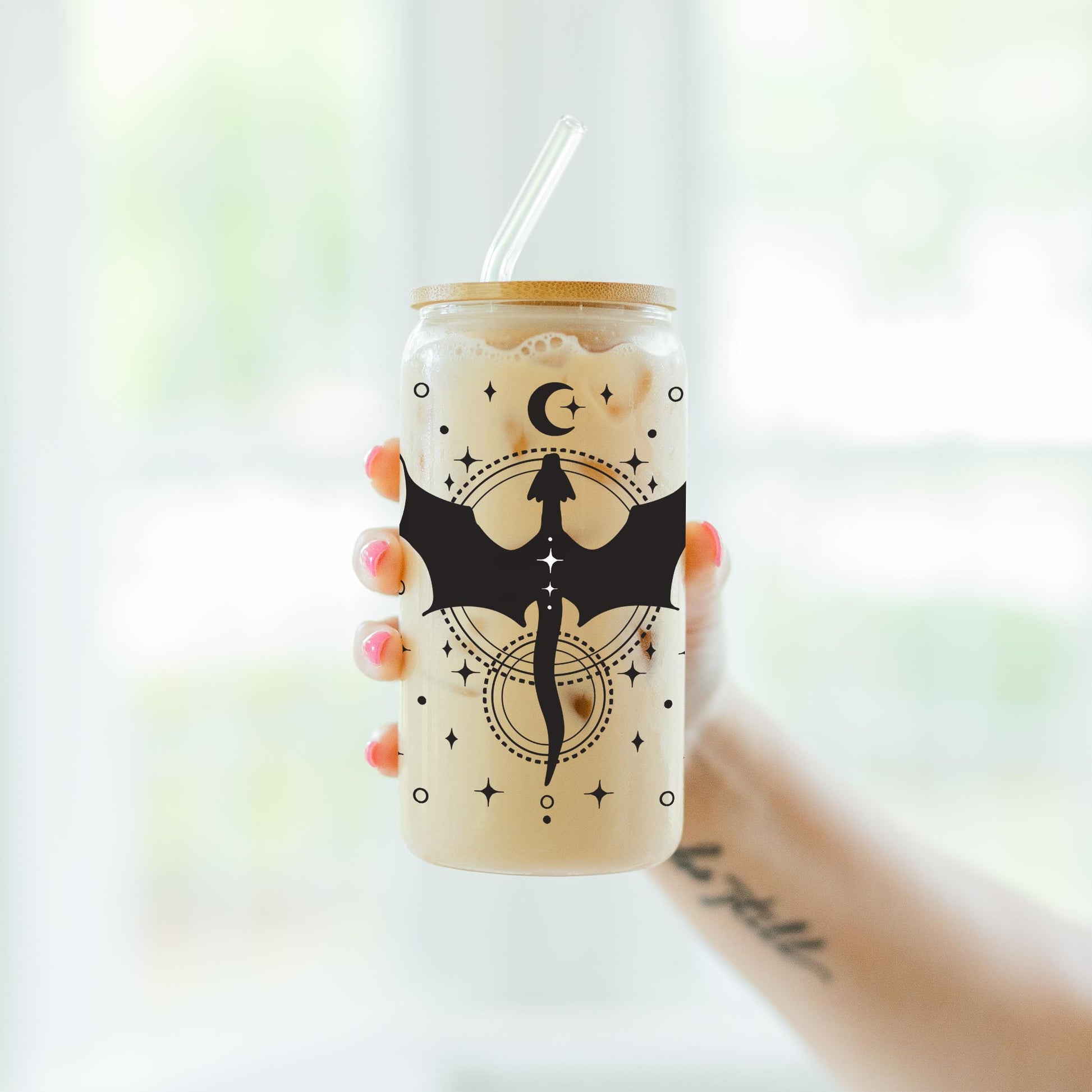 16oz Cold Brew Glass-Dragon Moon -7