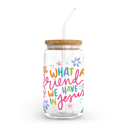 16oz Cold Brew Glass-What A Friend We Have In Jesus -0