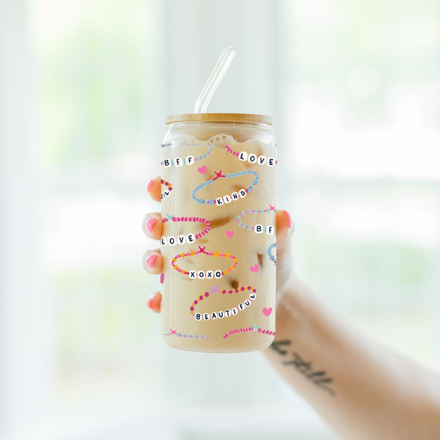 16oz Cold Brew Glass-Friendship Bracelets