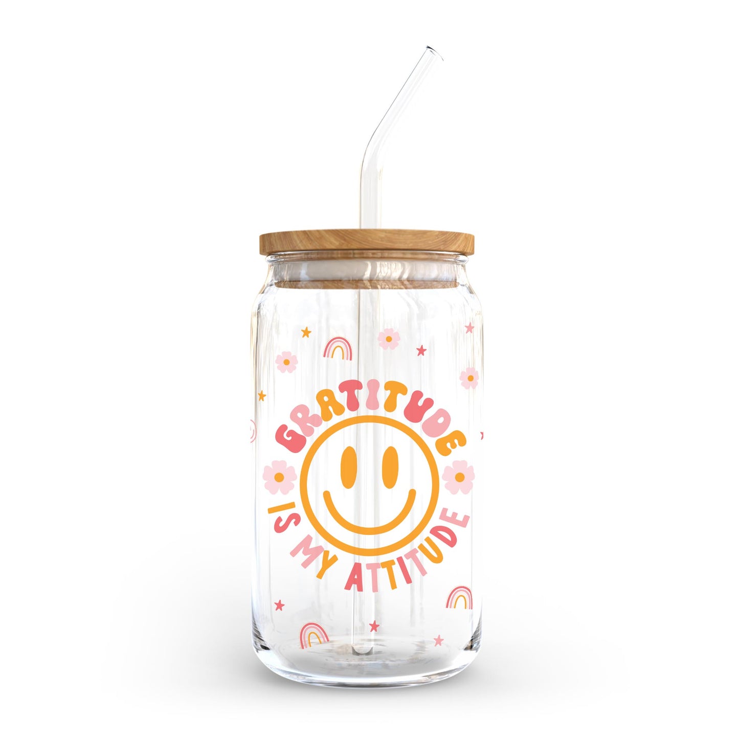 16oz Cold Brew Glass-Happy Plans Gratitude Is My Attitude