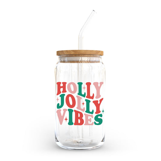 16oz Cold Brew Glass-Holly Jolly Vibes