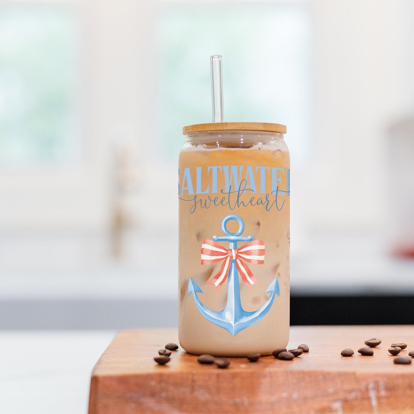 16oz Cold Brew Glass-New England Tides Saltwater Sweetheart -5
