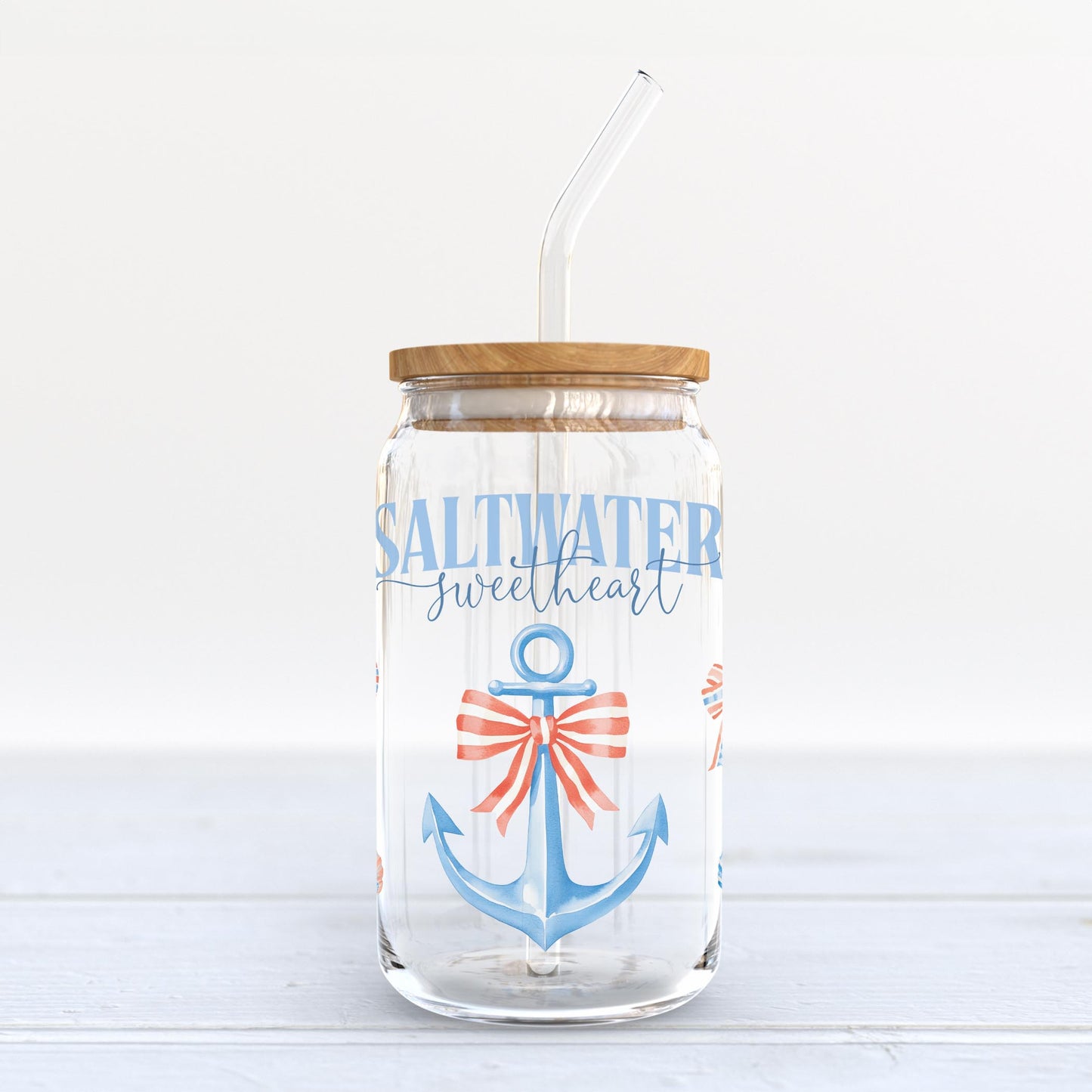 16oz Cold Brew Glass-New England Tides Saltwater Sweetheart -6