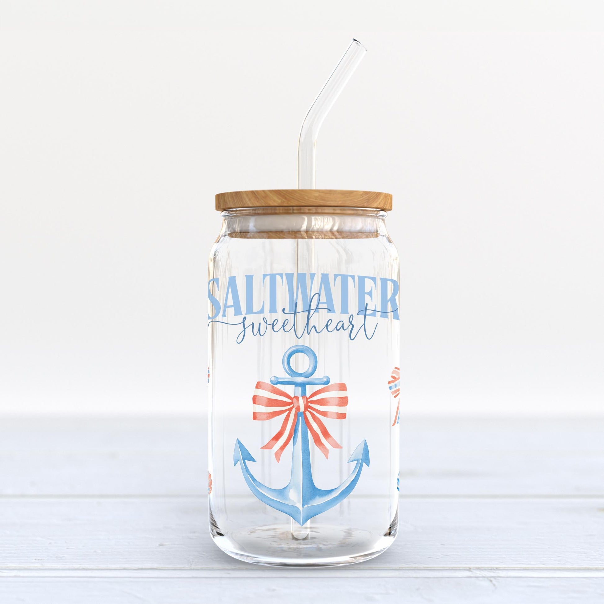 16oz Cold Brew Glass-New England Tides Saltwater Sweetheart -6