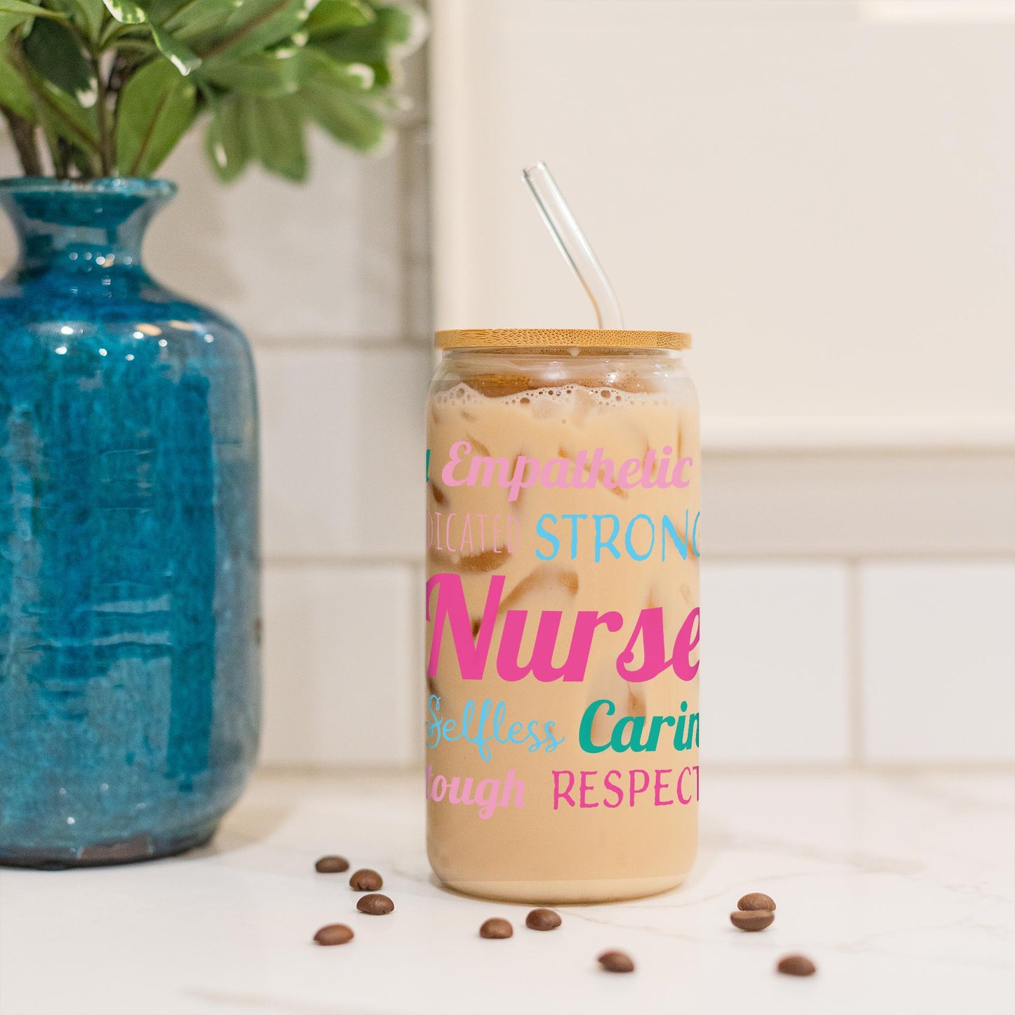 16oz Cold Brew Glass-Nursing Words