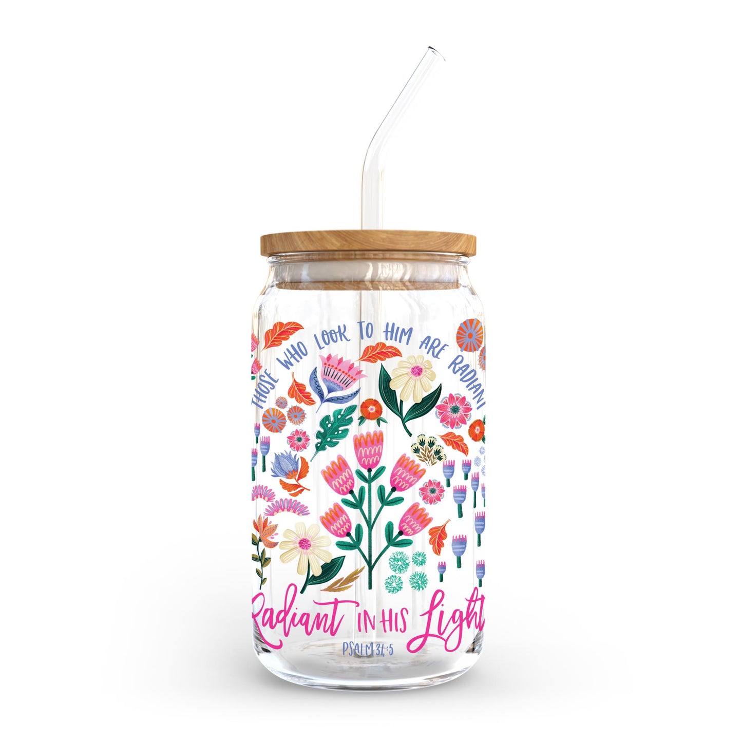 16oz Cold Brew Glass-Radiant Hope Those Who Look To Him -0