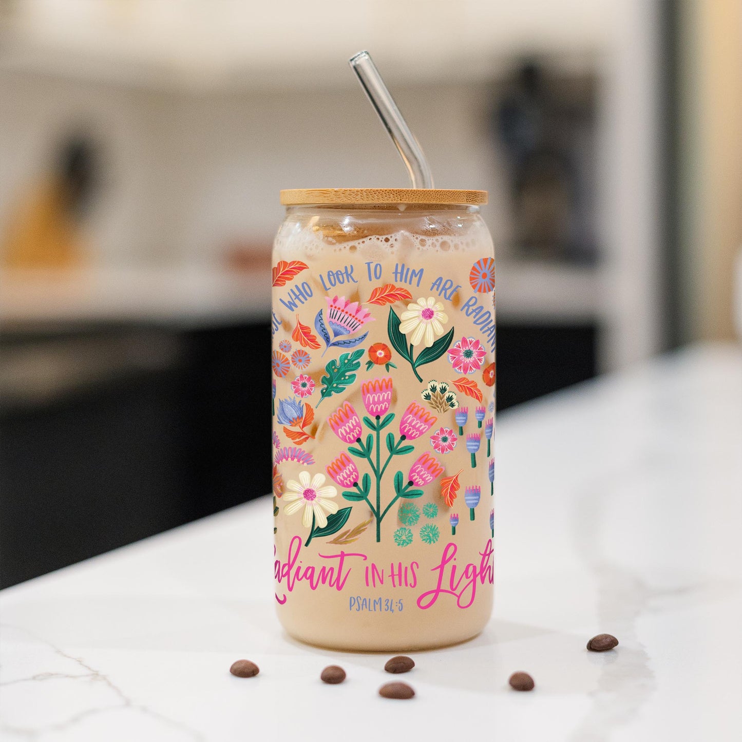 16oz Cold Brew Glass-Radiant Hope Those Who Look To Him -1